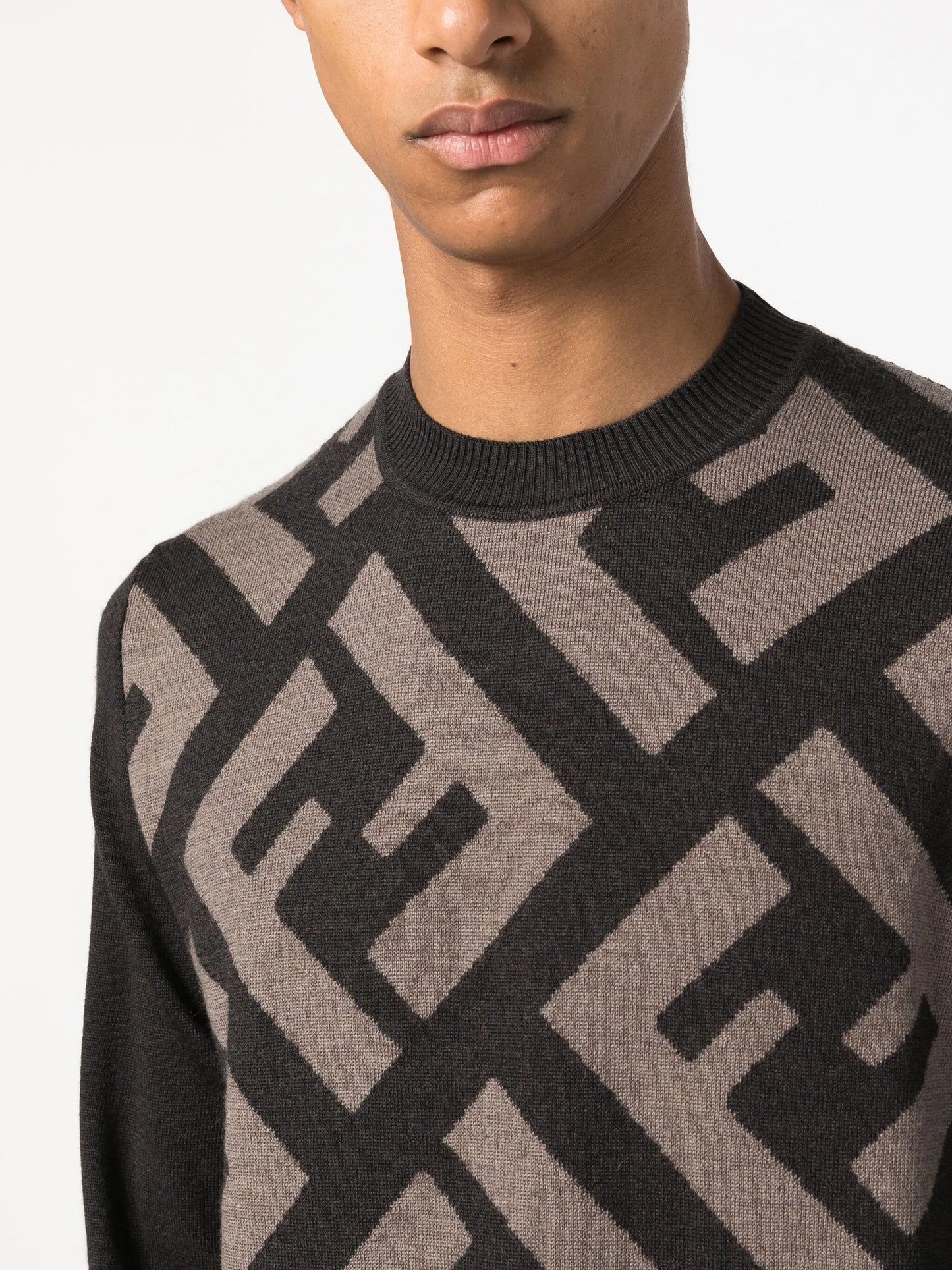 monogram-pattern wool jumper