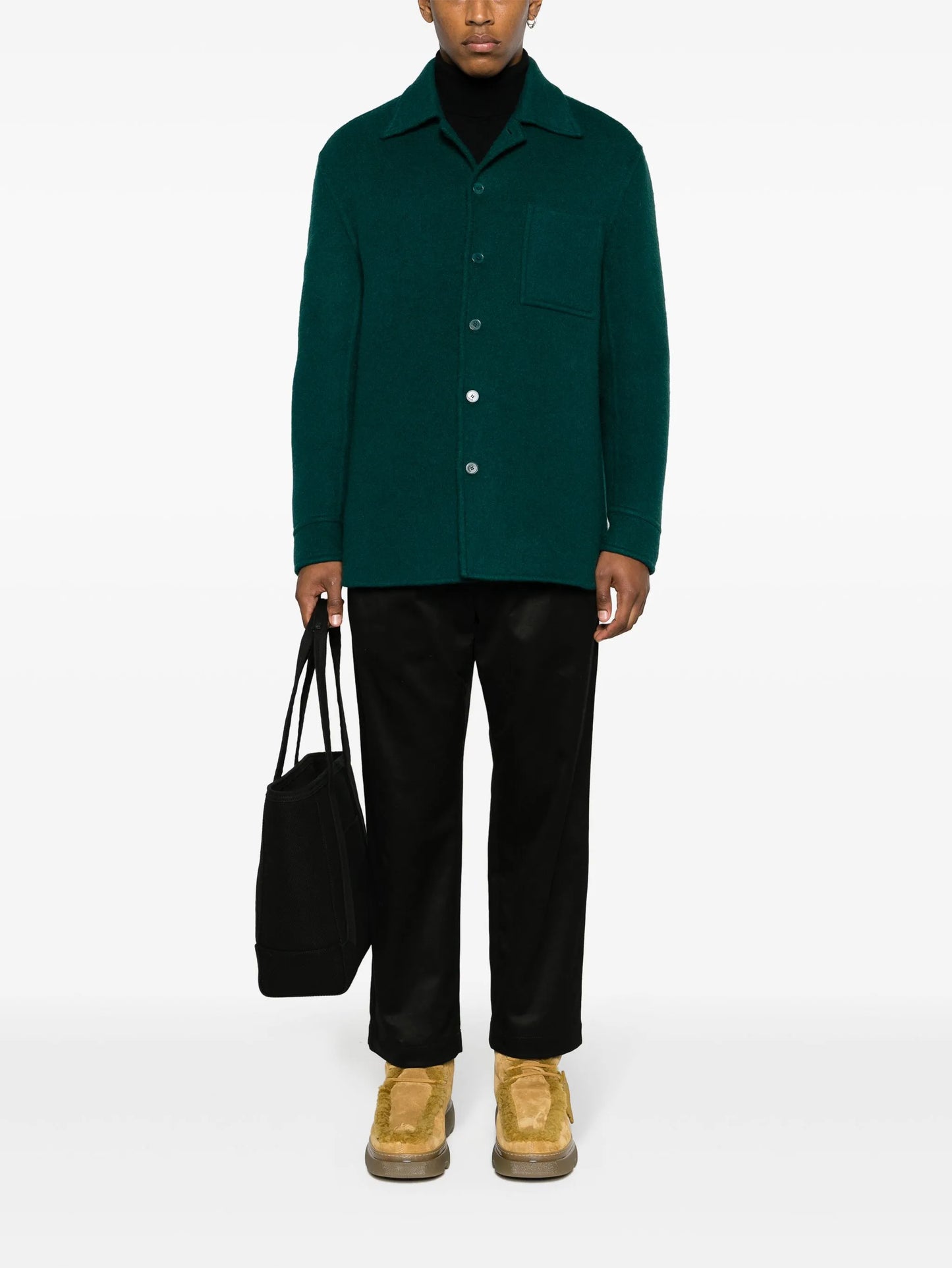 mohair-virgin wool blend overshirt