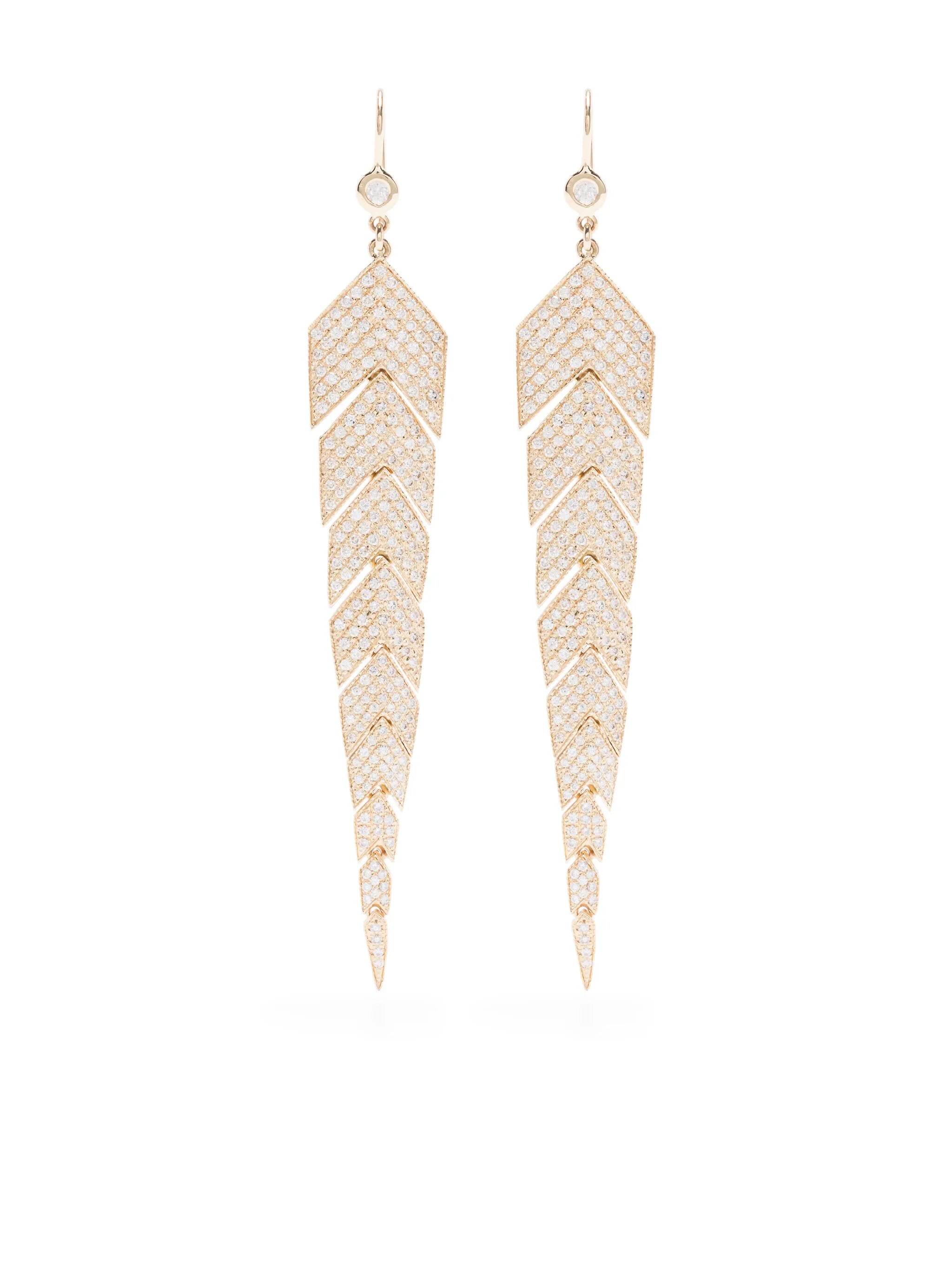 14K yellow gold medium diamond fishtail earrings