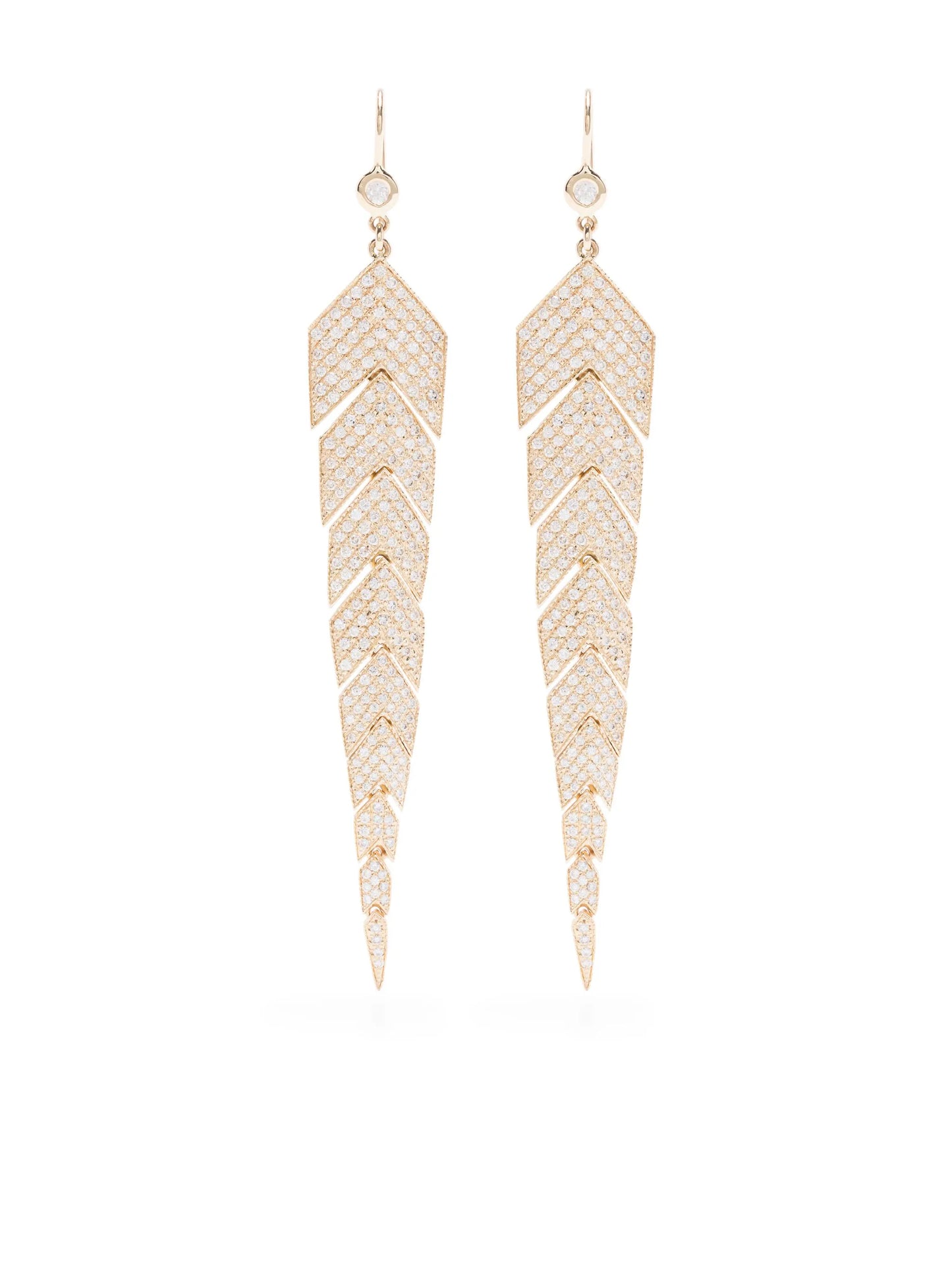 14K yellow gold medium diamond fishtail earrings