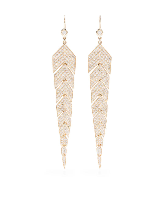 14K yellow gold medium diamond fishtail earrings