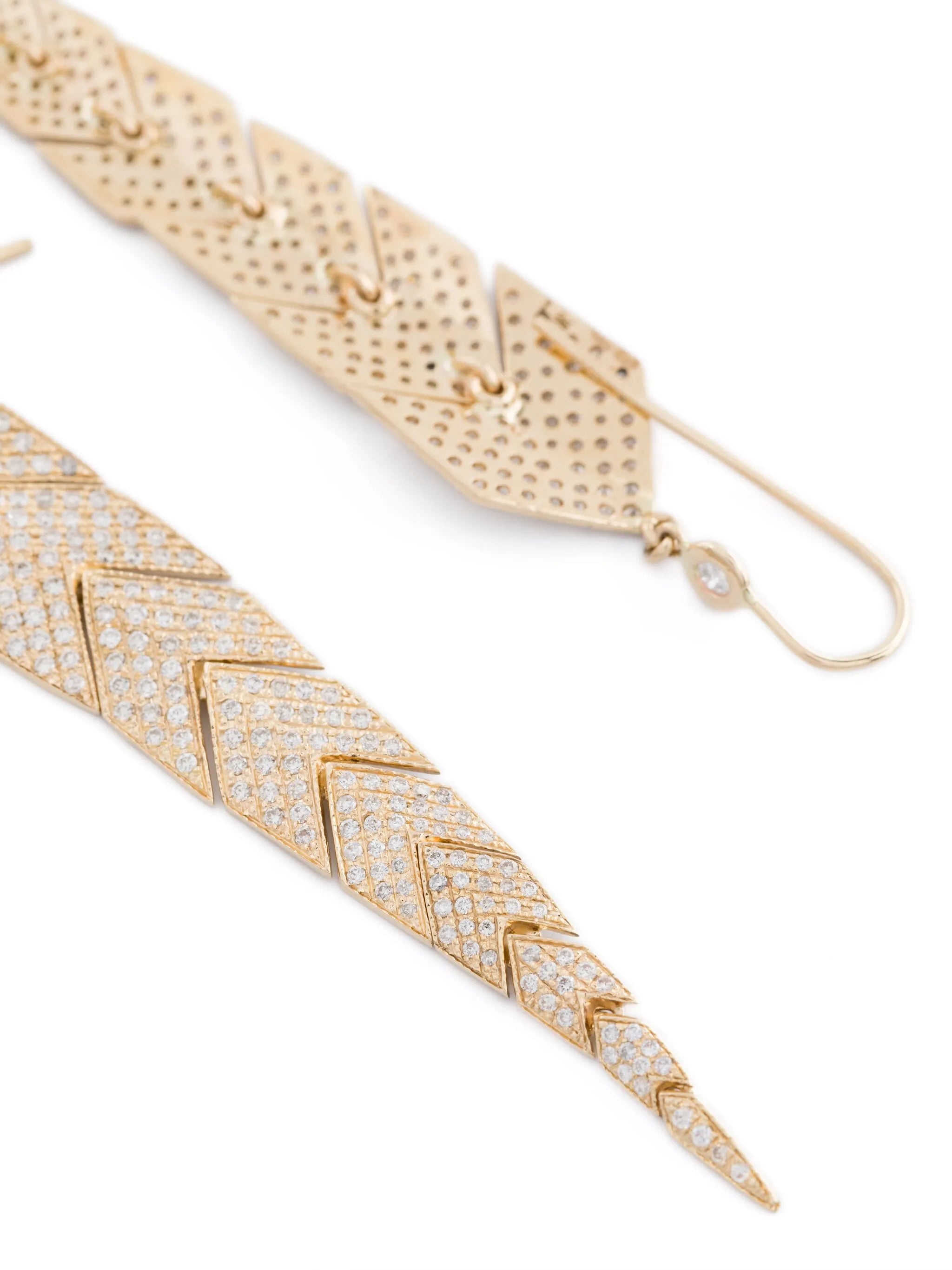 14K yellow gold medium diamond fishtail earrings