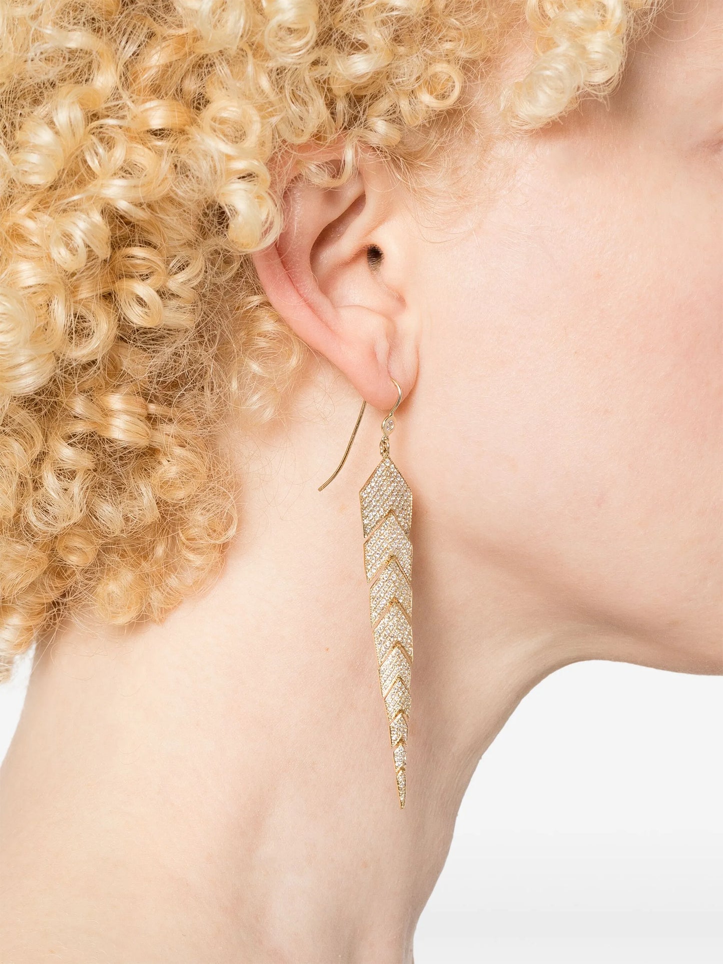 14K yellow gold medium diamond fishtail earrings