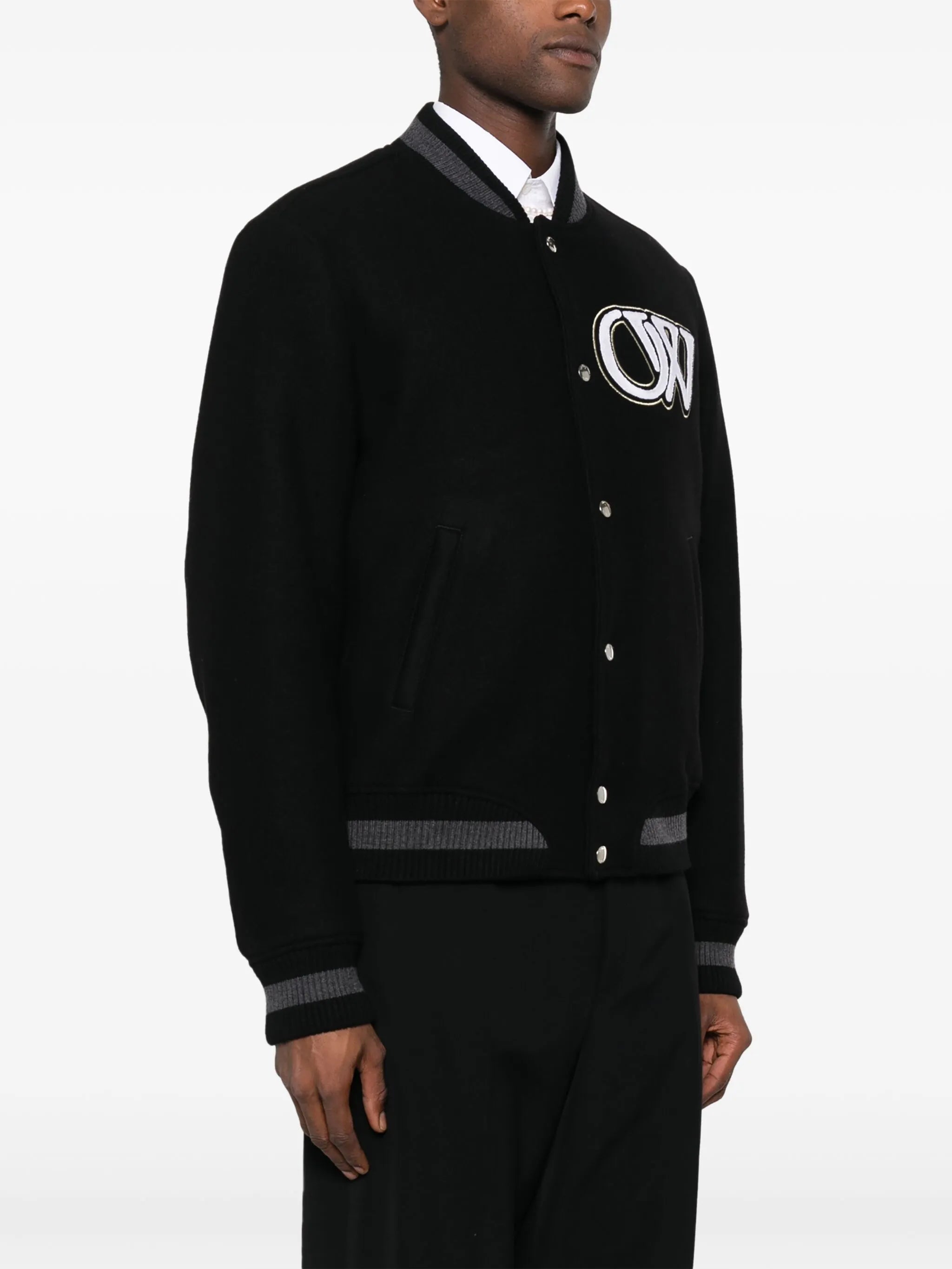 logo-appliqué varsity bomber jacket