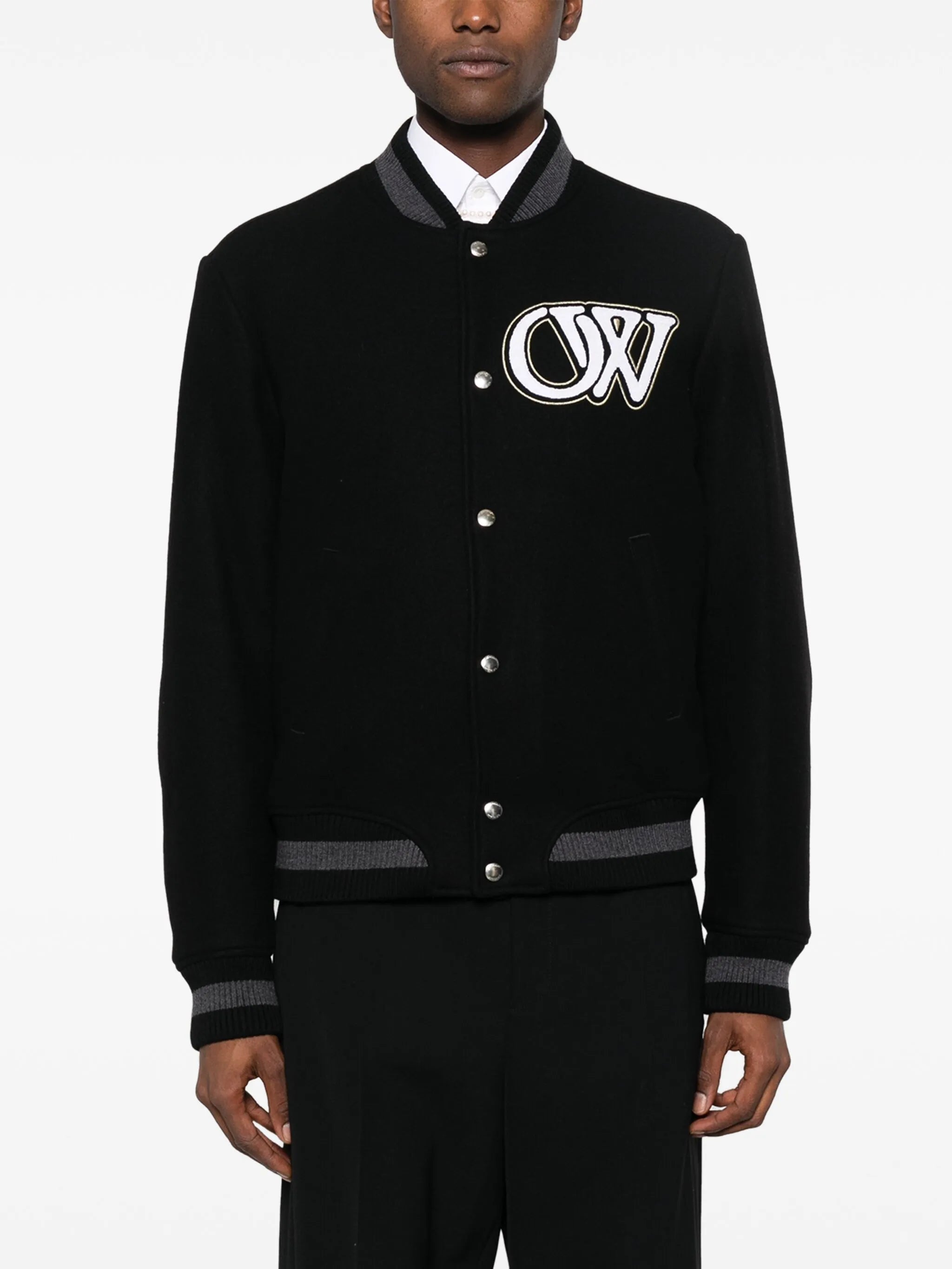 logo-appliqué varsity bomber jacket