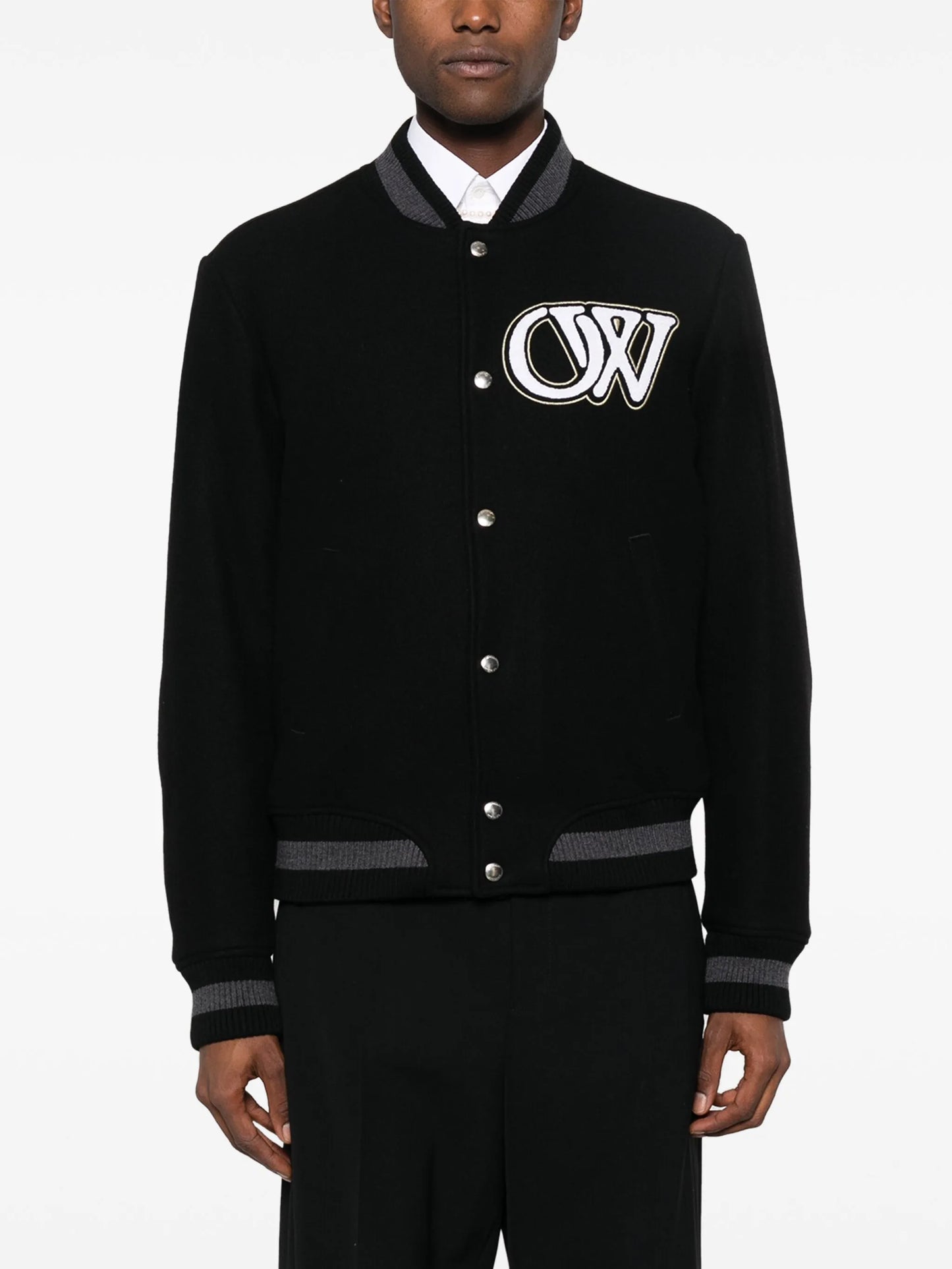 logo-appliqué varsity bomber jacket