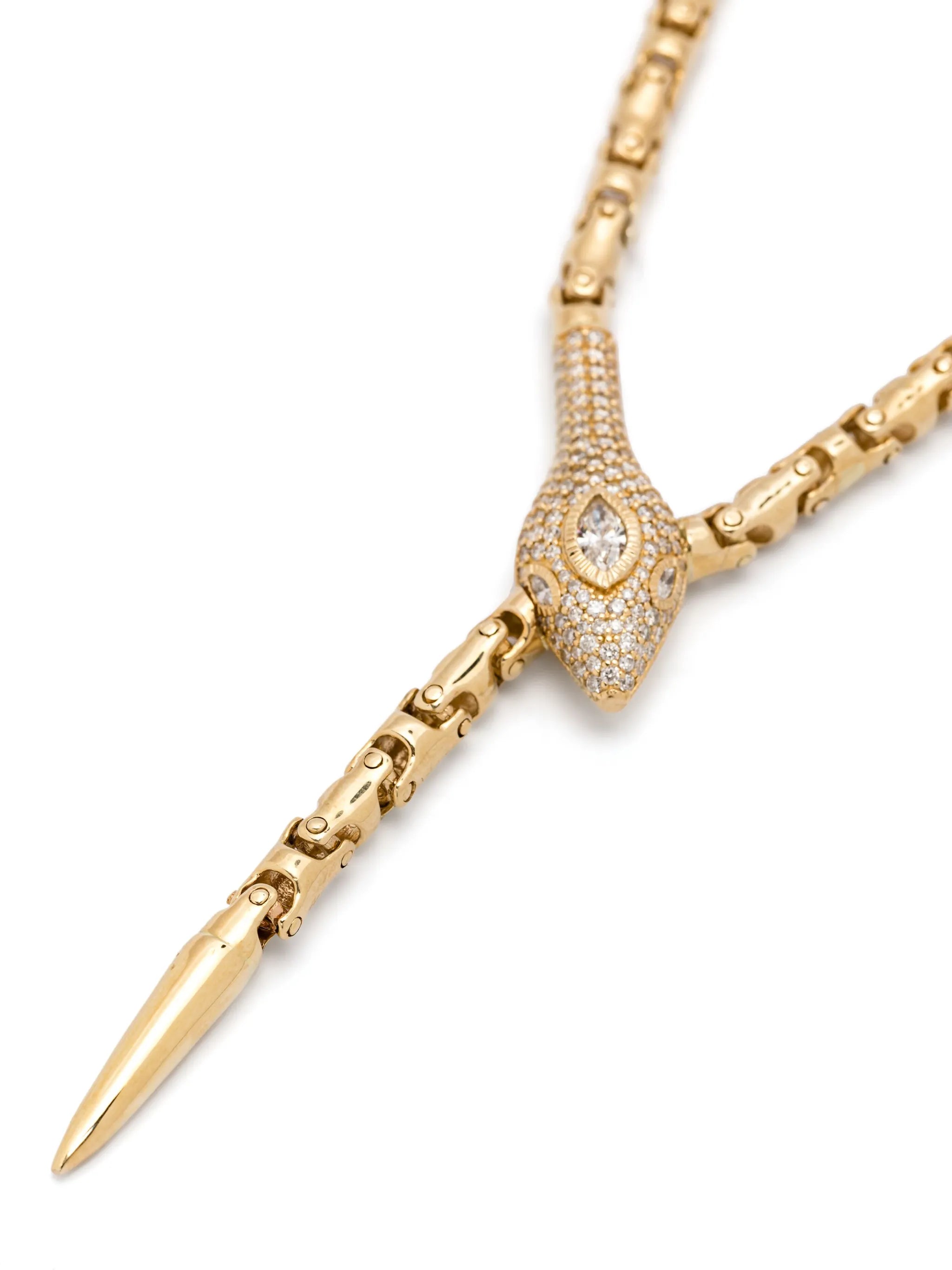 14kt yellow gold Snake Head necklace
