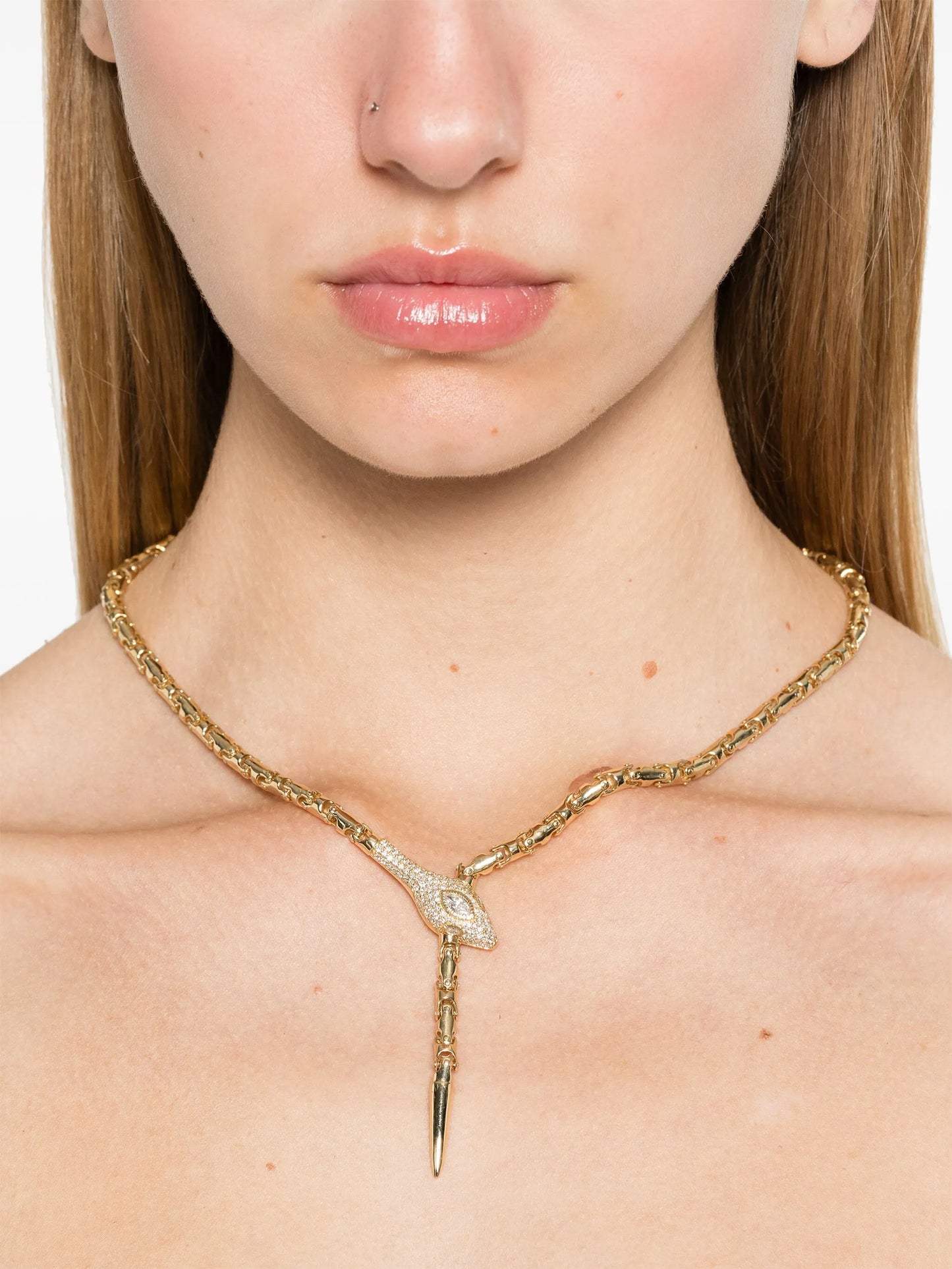 14kt yellow gold Snake Head necklace