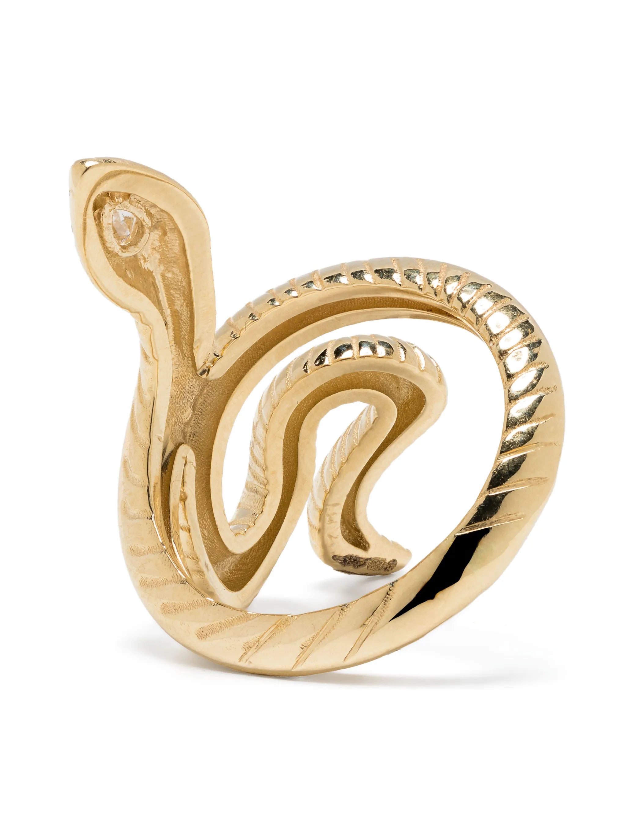 18kt yellow gold Teardrop Head Snake diamond ring