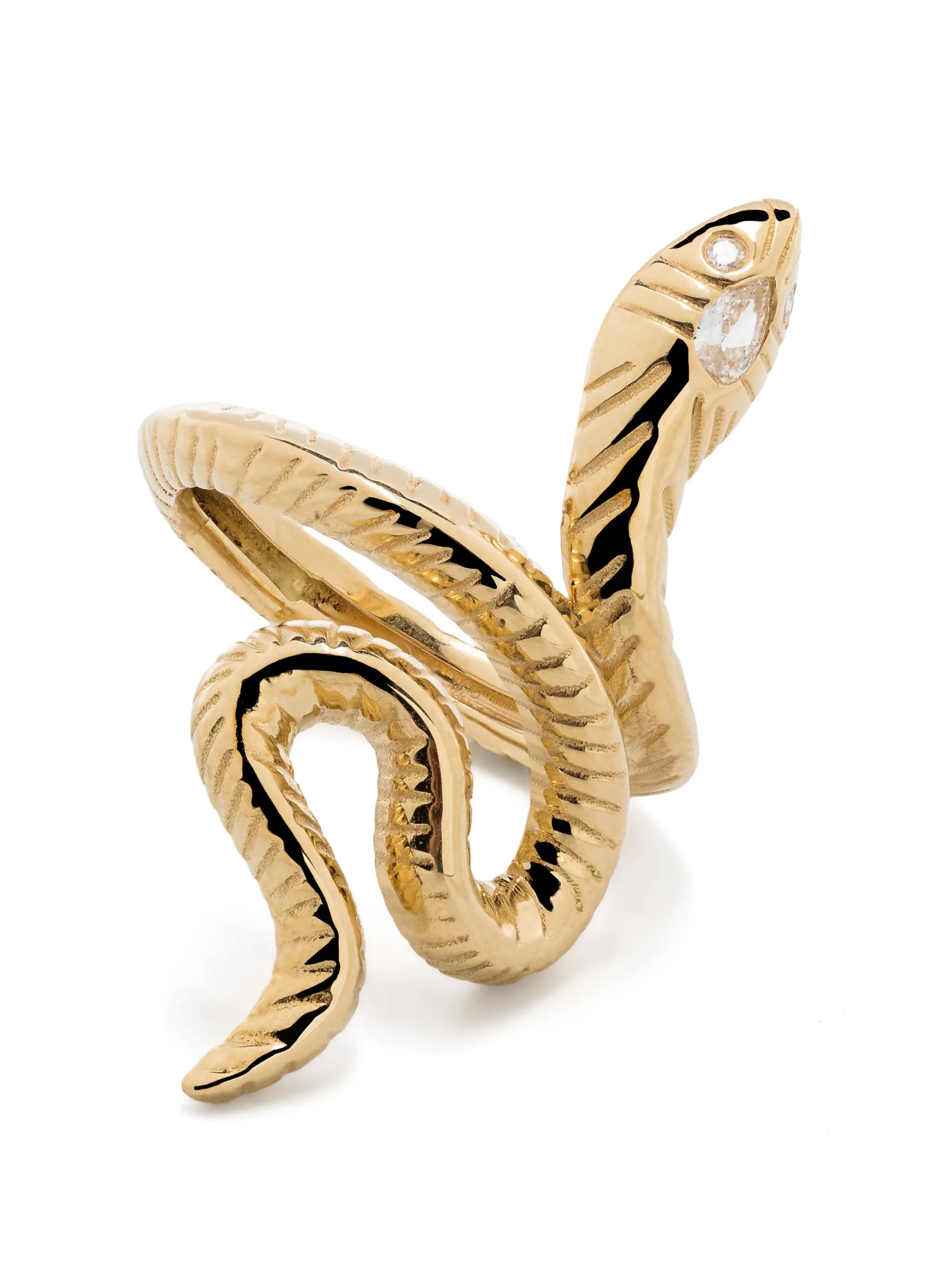 18kt yellow gold Teardrop Head Snake diamond ring