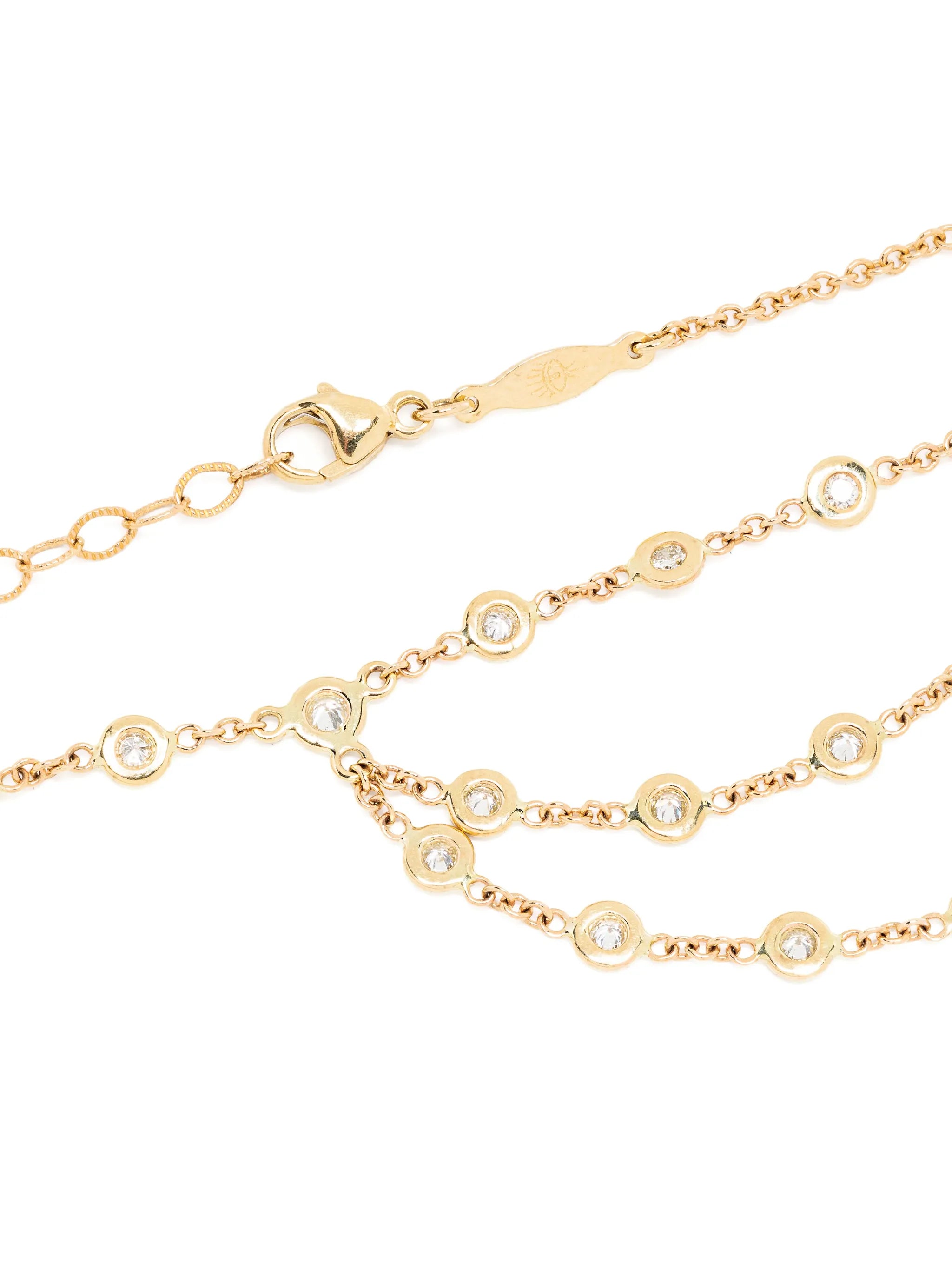 14kt yellow gold 25 Double Stem diamond ankle bracelet
