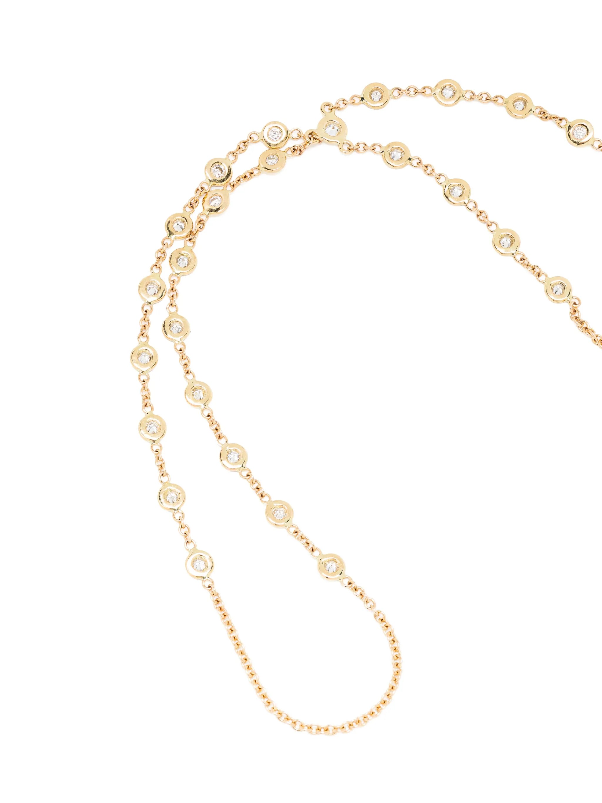14kt yellow gold 25 Double Stem diamond ankle bracelet