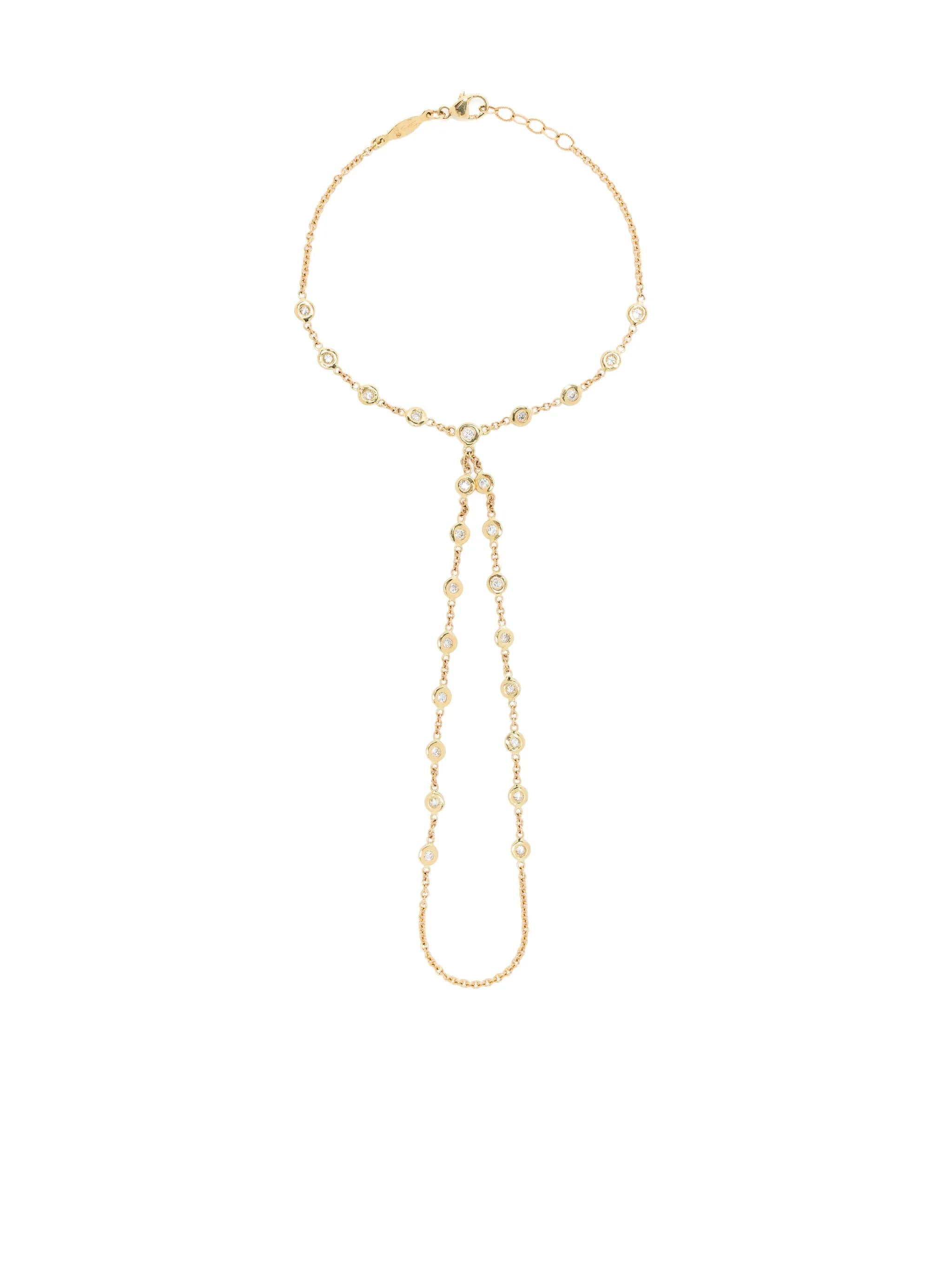 14kt yellow gold 25 Double Stem diamond ankle bracelet