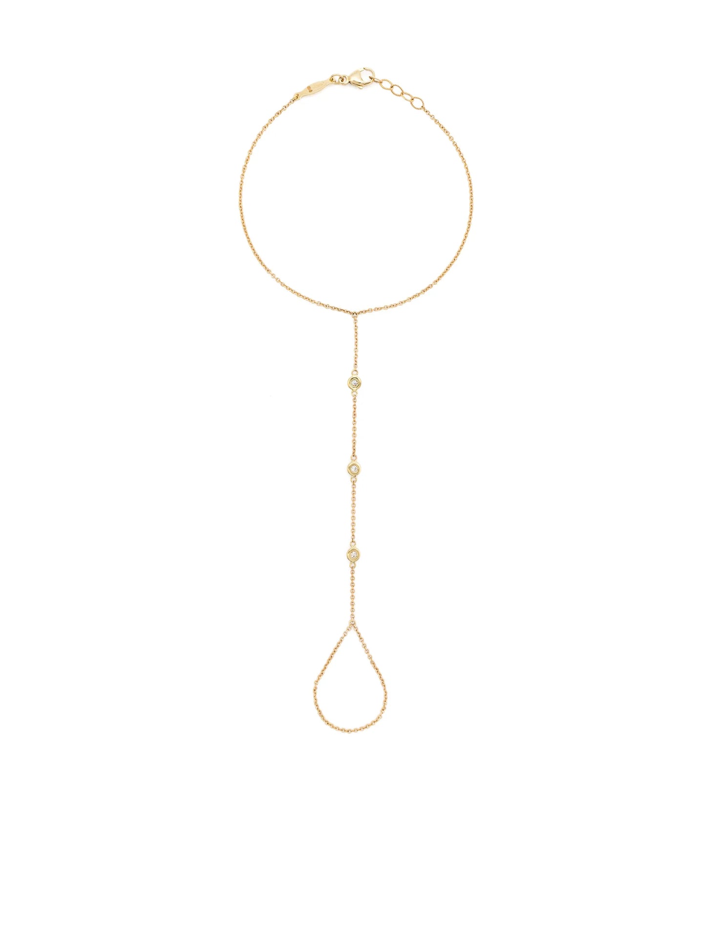 14kt yellow gold 3 Spaced Out diamond finger bracelet