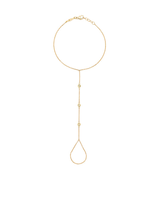 14kt yellow gold 3 Spaced Out diamond finger bracelet