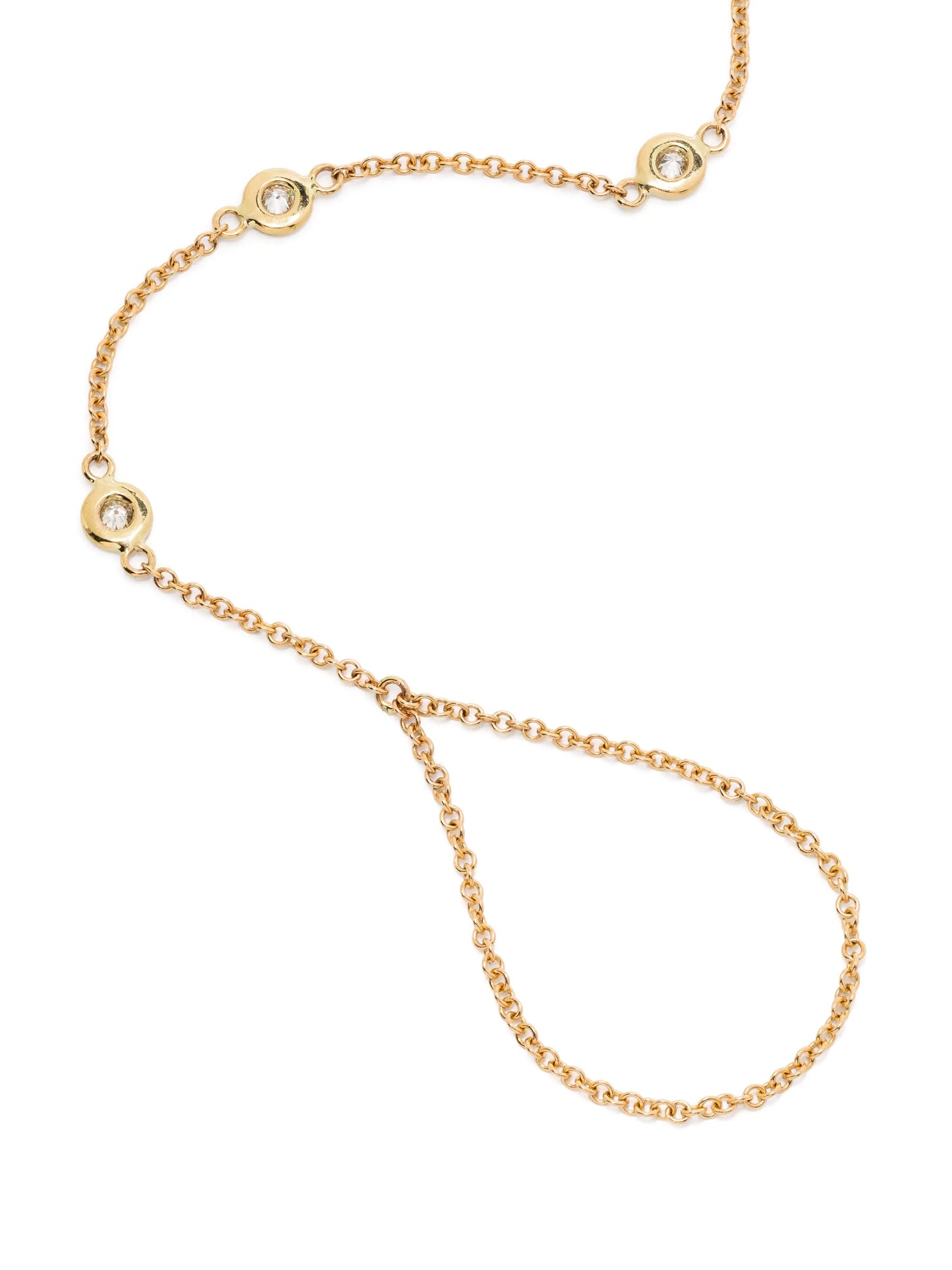 14kt yellow gold 3 Spaced Out diamond finger bracelet