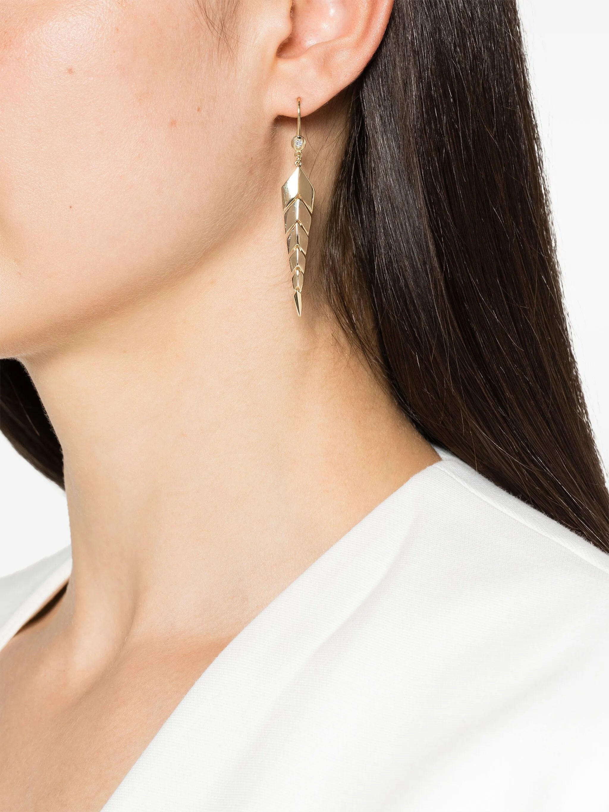 14CT yellow gold small Fishtail diamond earrings
