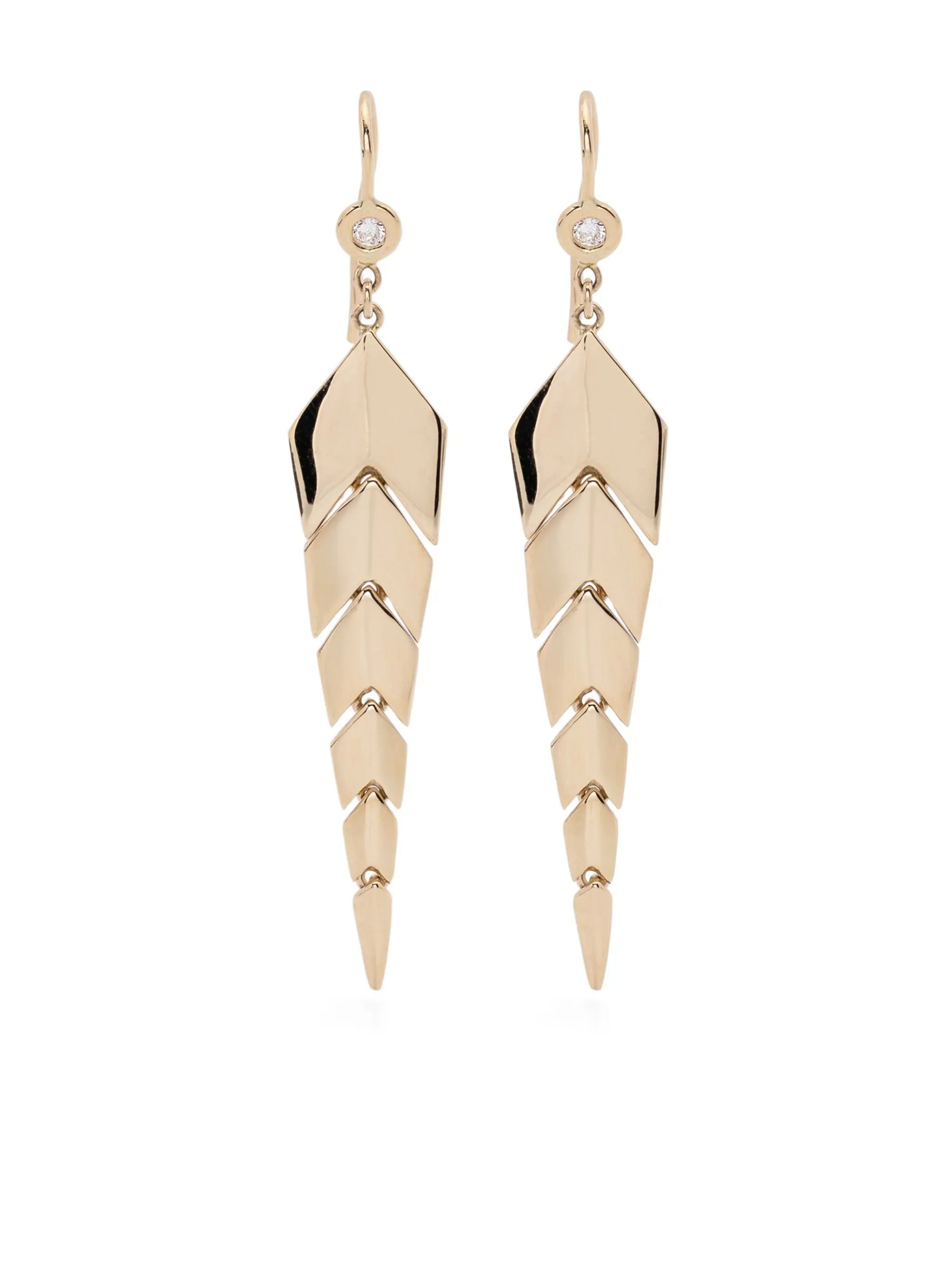 14CT yellow gold small Fishtail diamond earrings