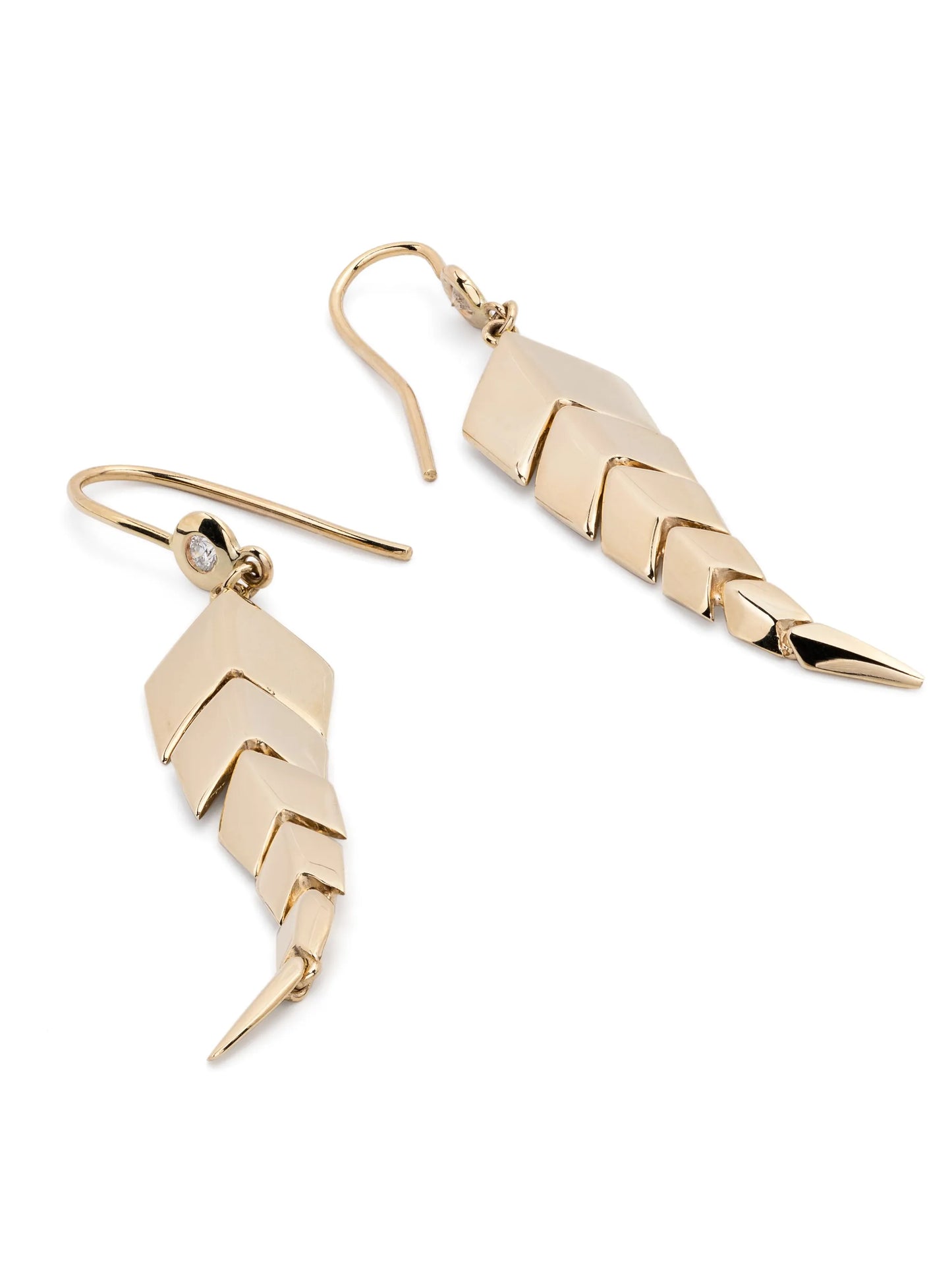 14CT yellow gold small Fishtail diamond earrings