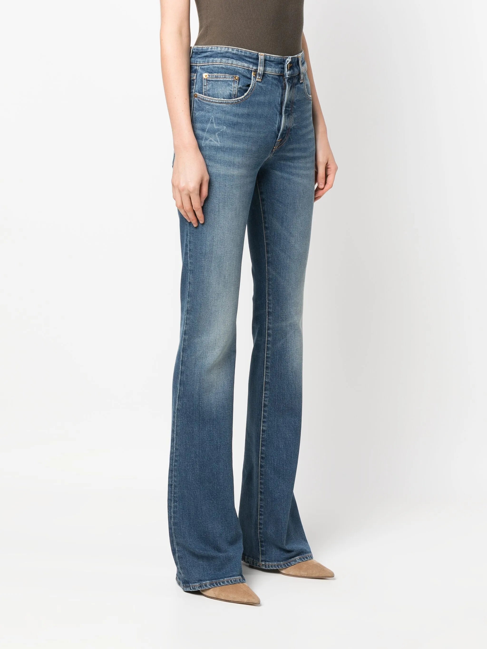 washed-effect wide-leg jeans