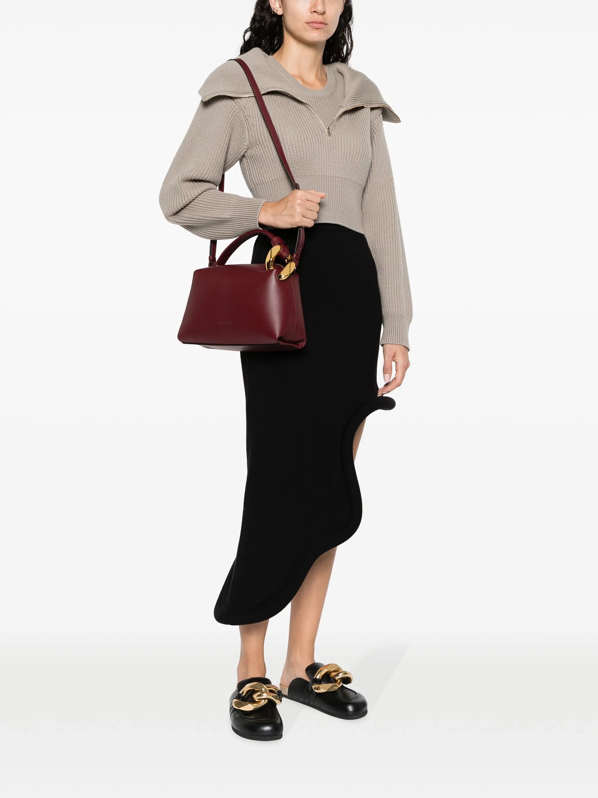 knot detailing leather tote bag