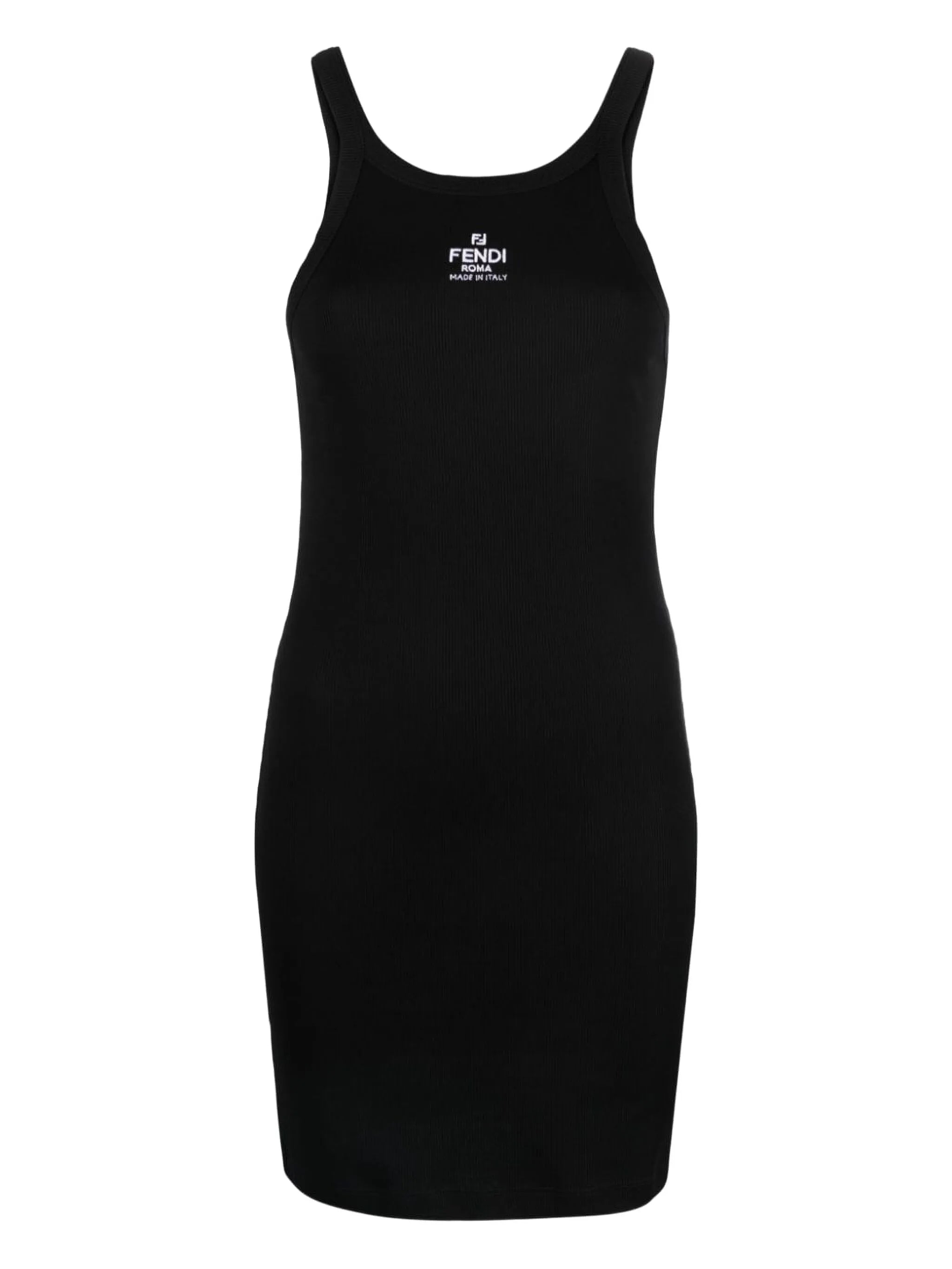 logo-embroidered ribbed minidress