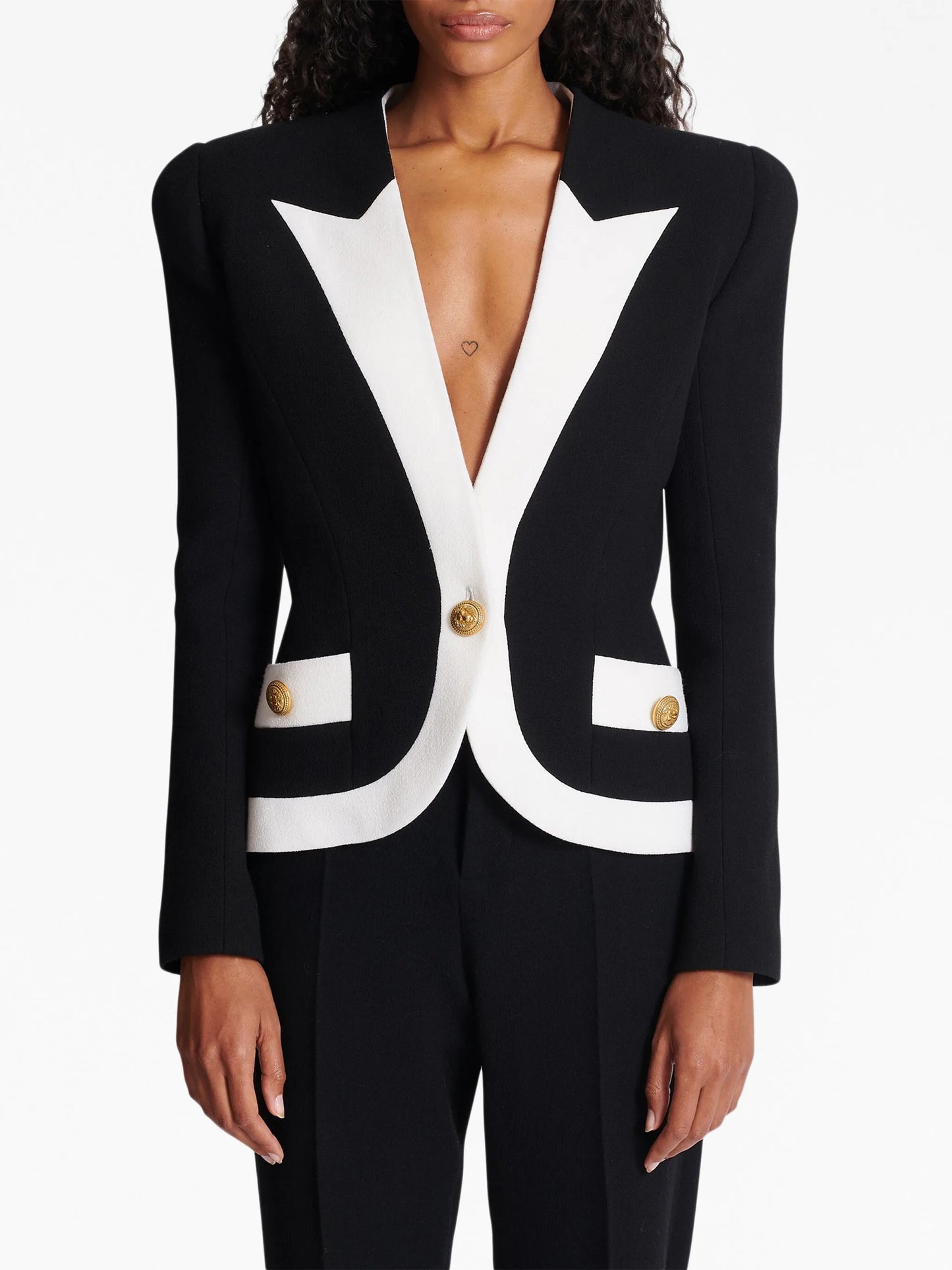 two-tone crepe blazer