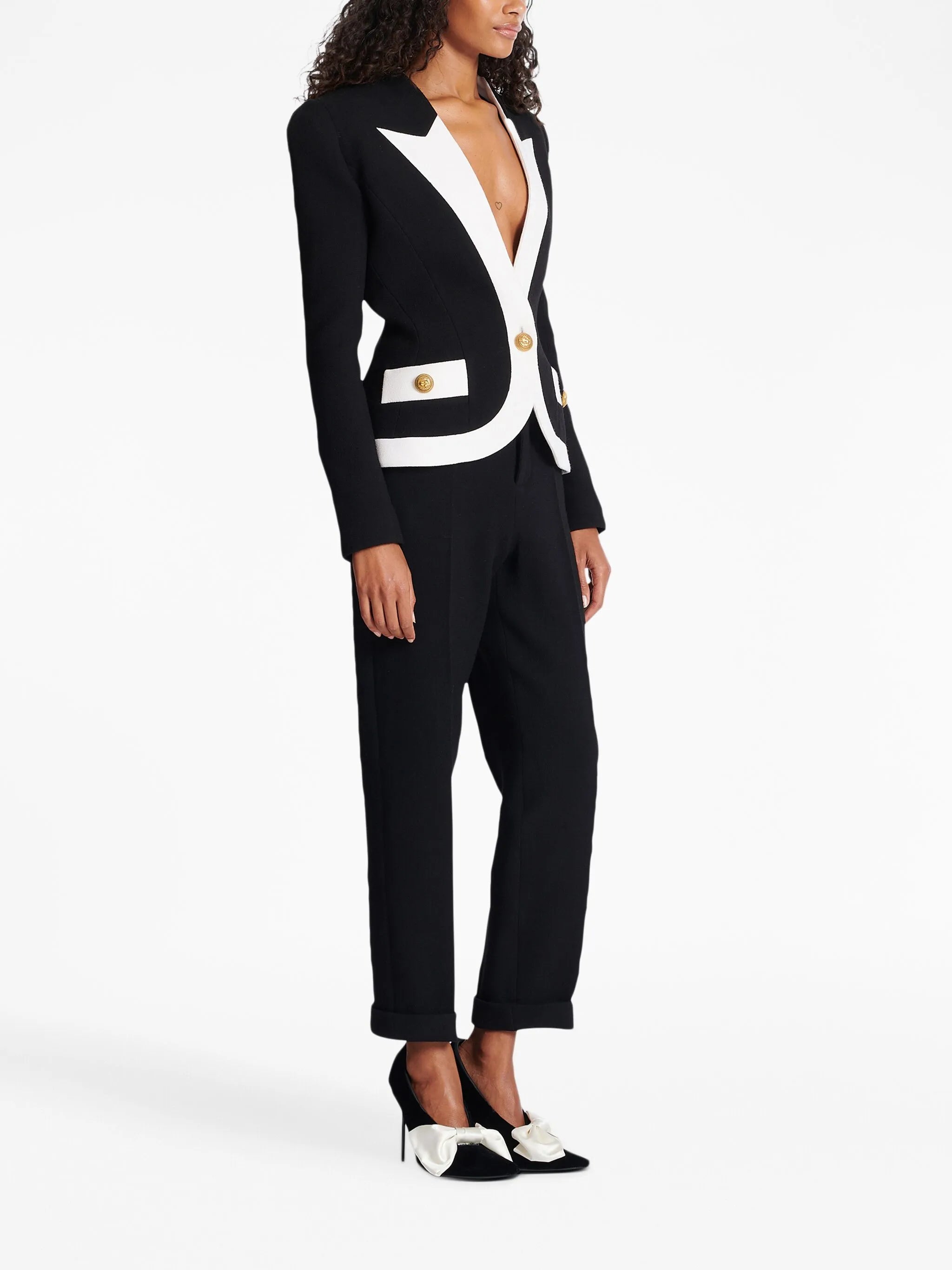 two-tone crepe blazer