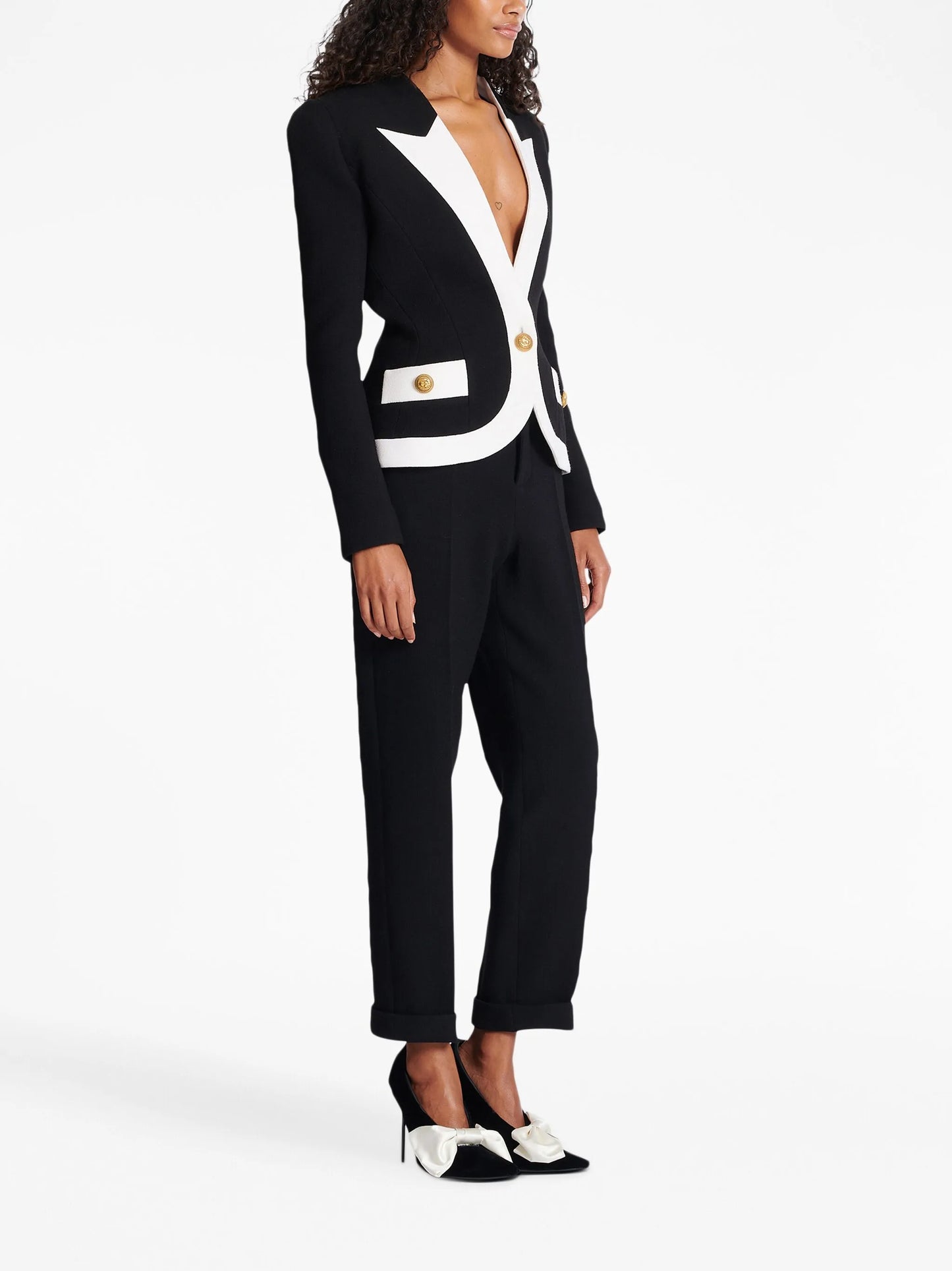 two-tone crepe blazer