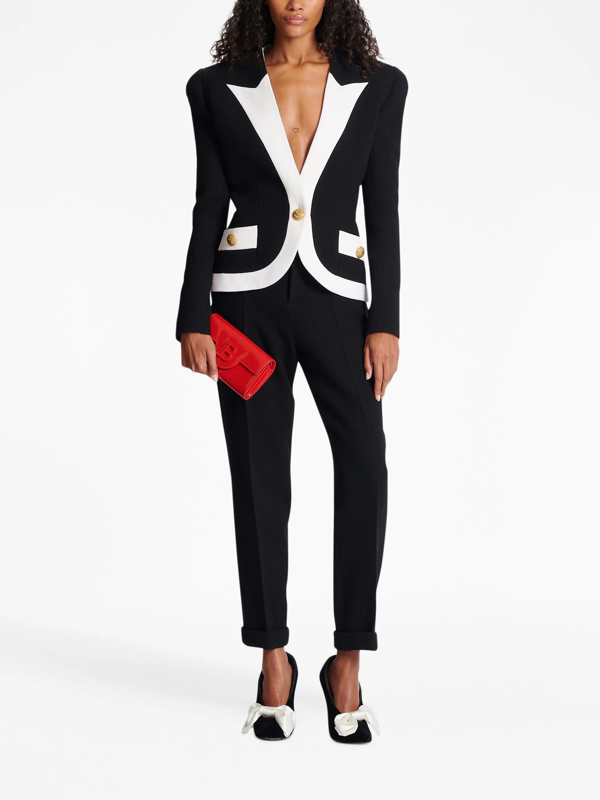 two-tone crepe blazer