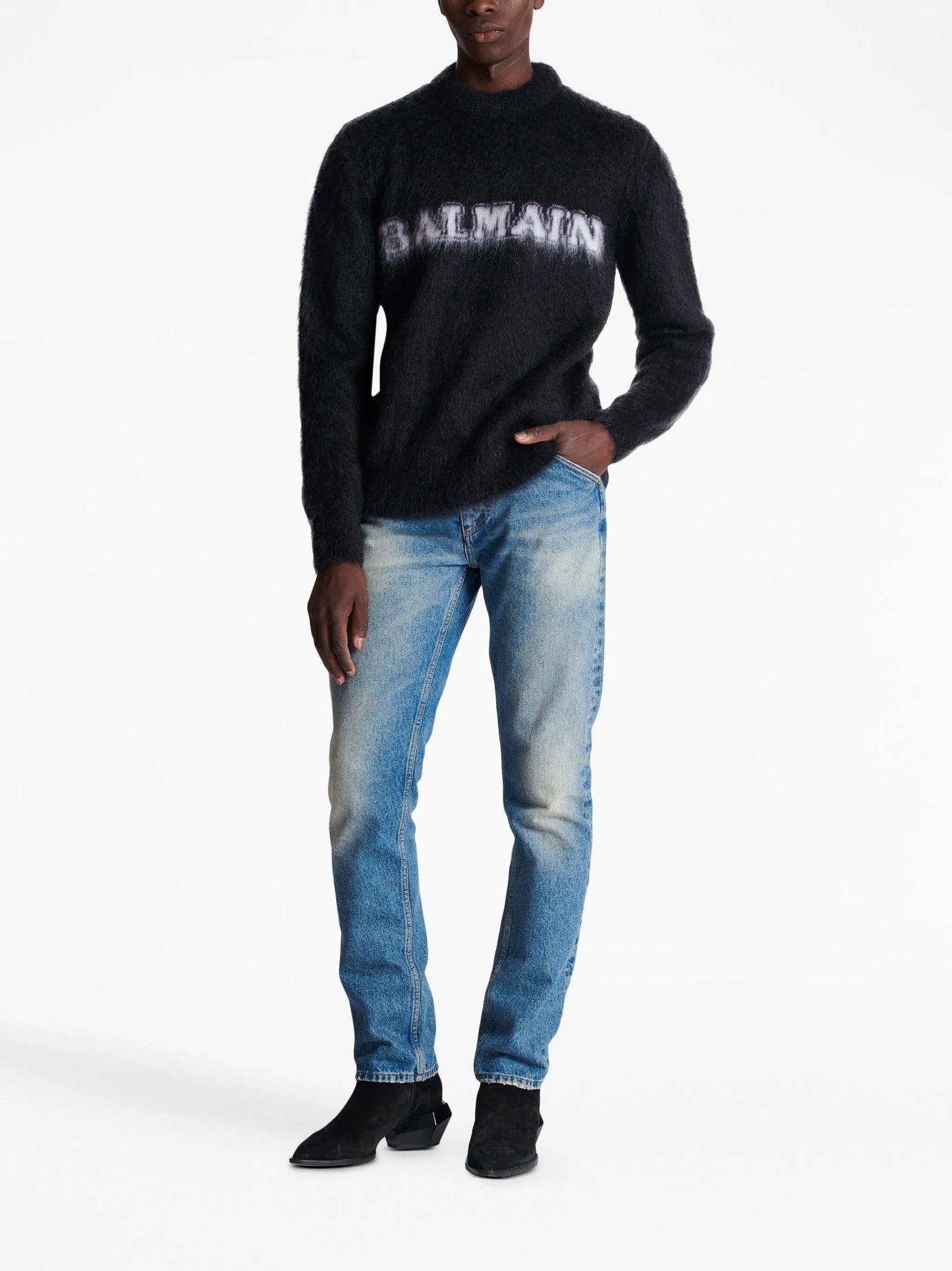 logo-print brushed-finish jumper