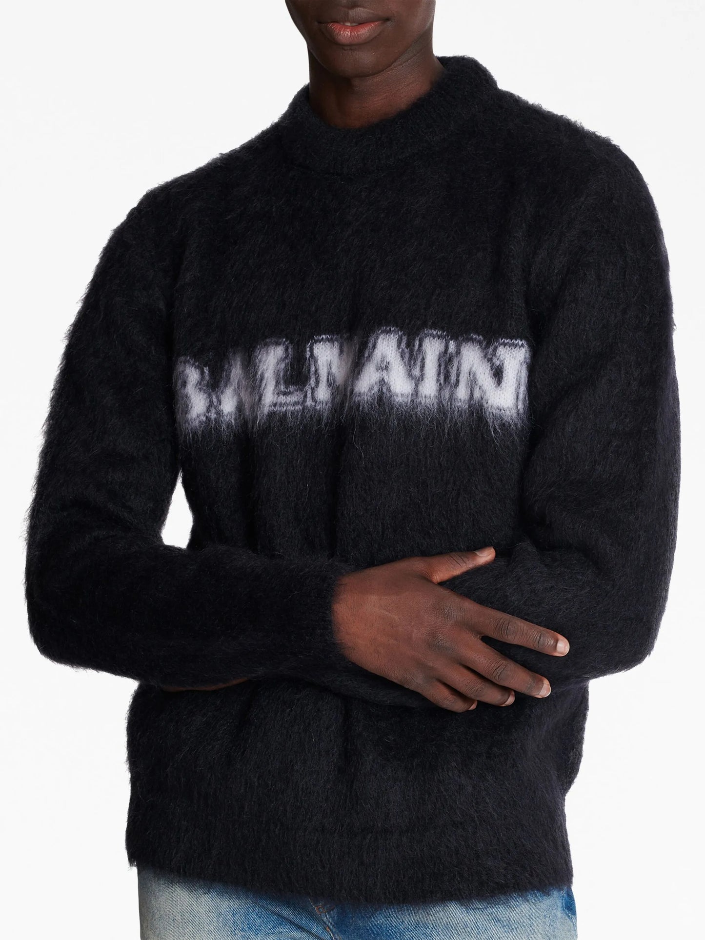 logo-print brushed-finish jumper