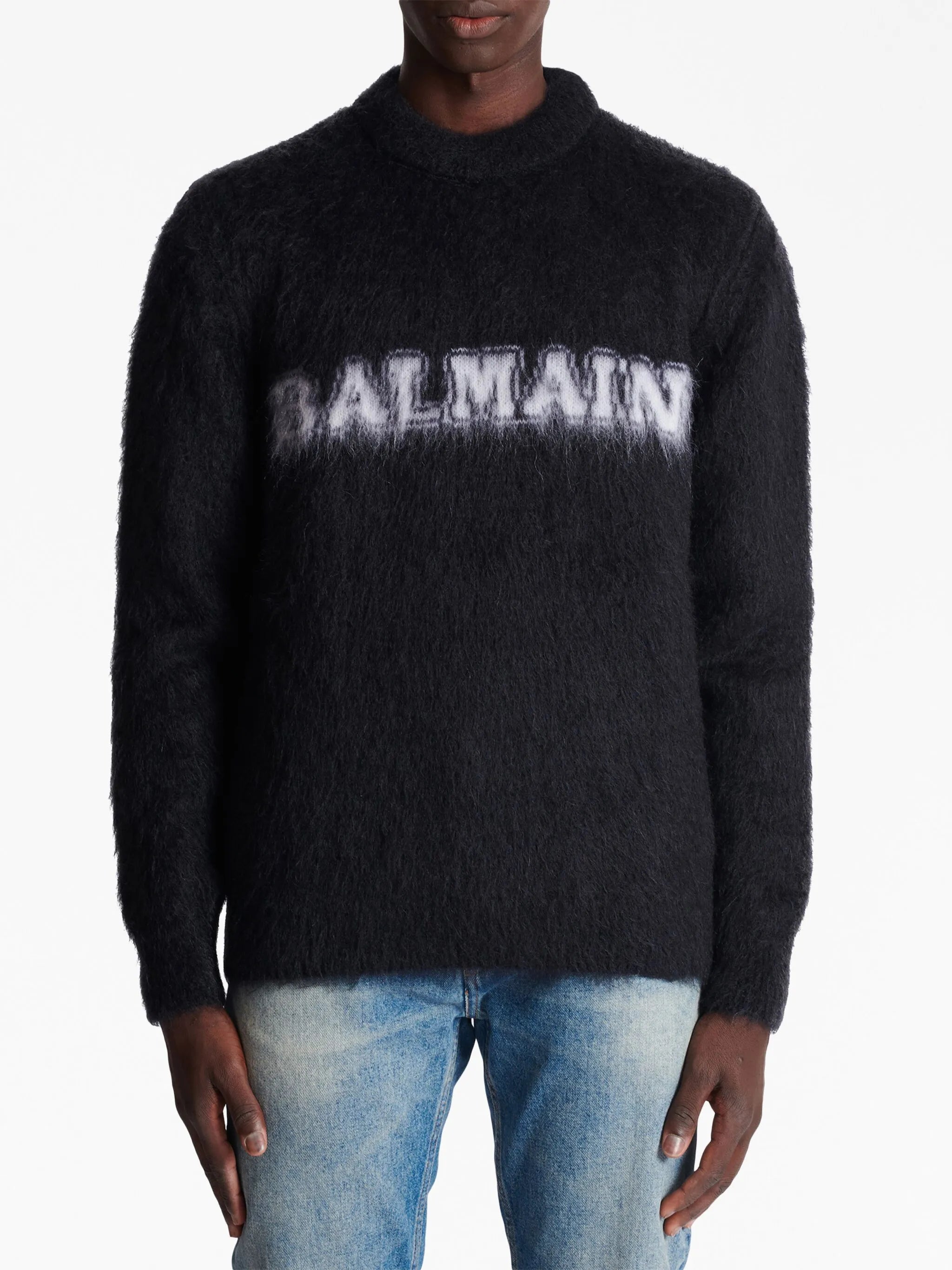 logo-print brushed-finish jumper