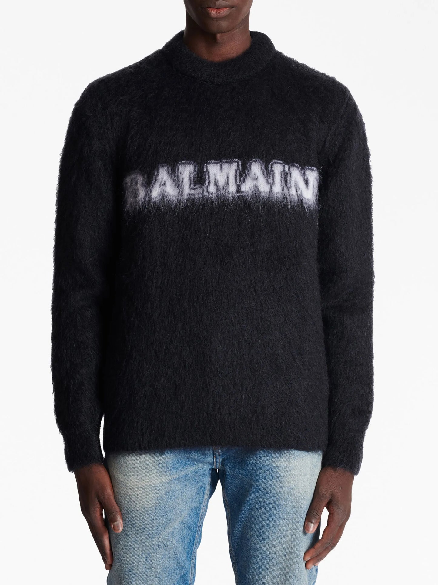logo-print brushed-finish jumper