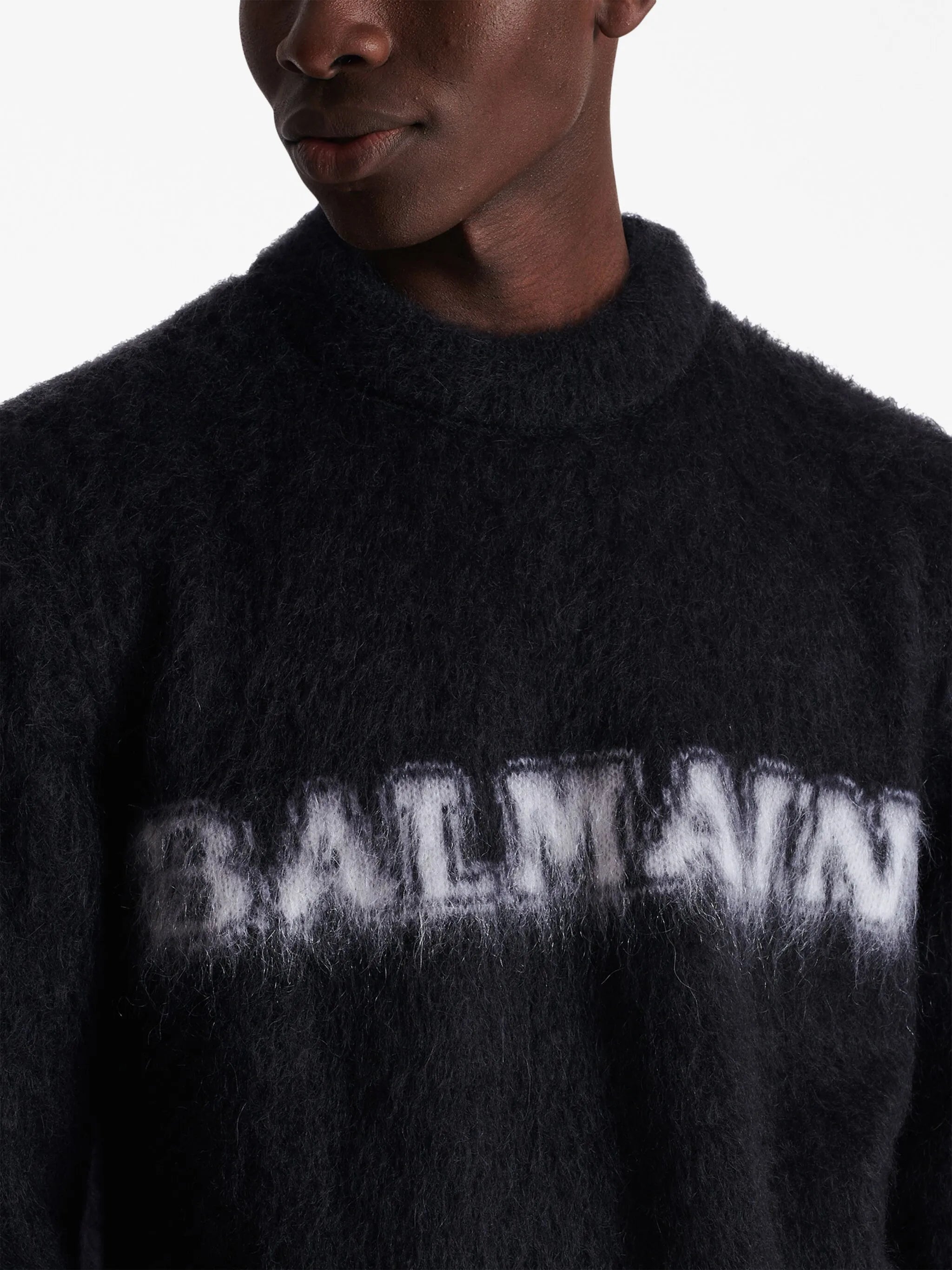 logo-print brushed-finish jumper