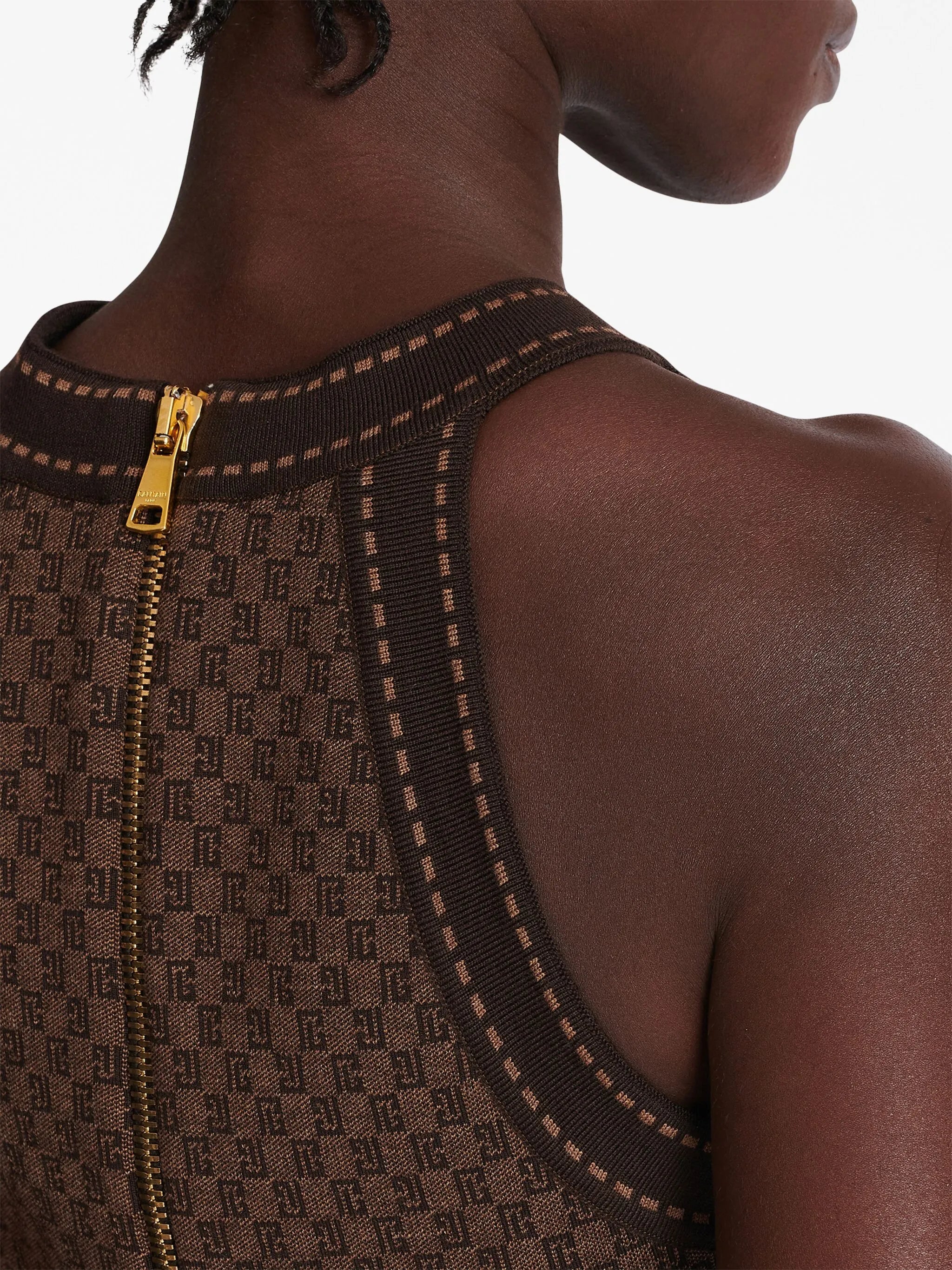 monogram-jacquard cropped top