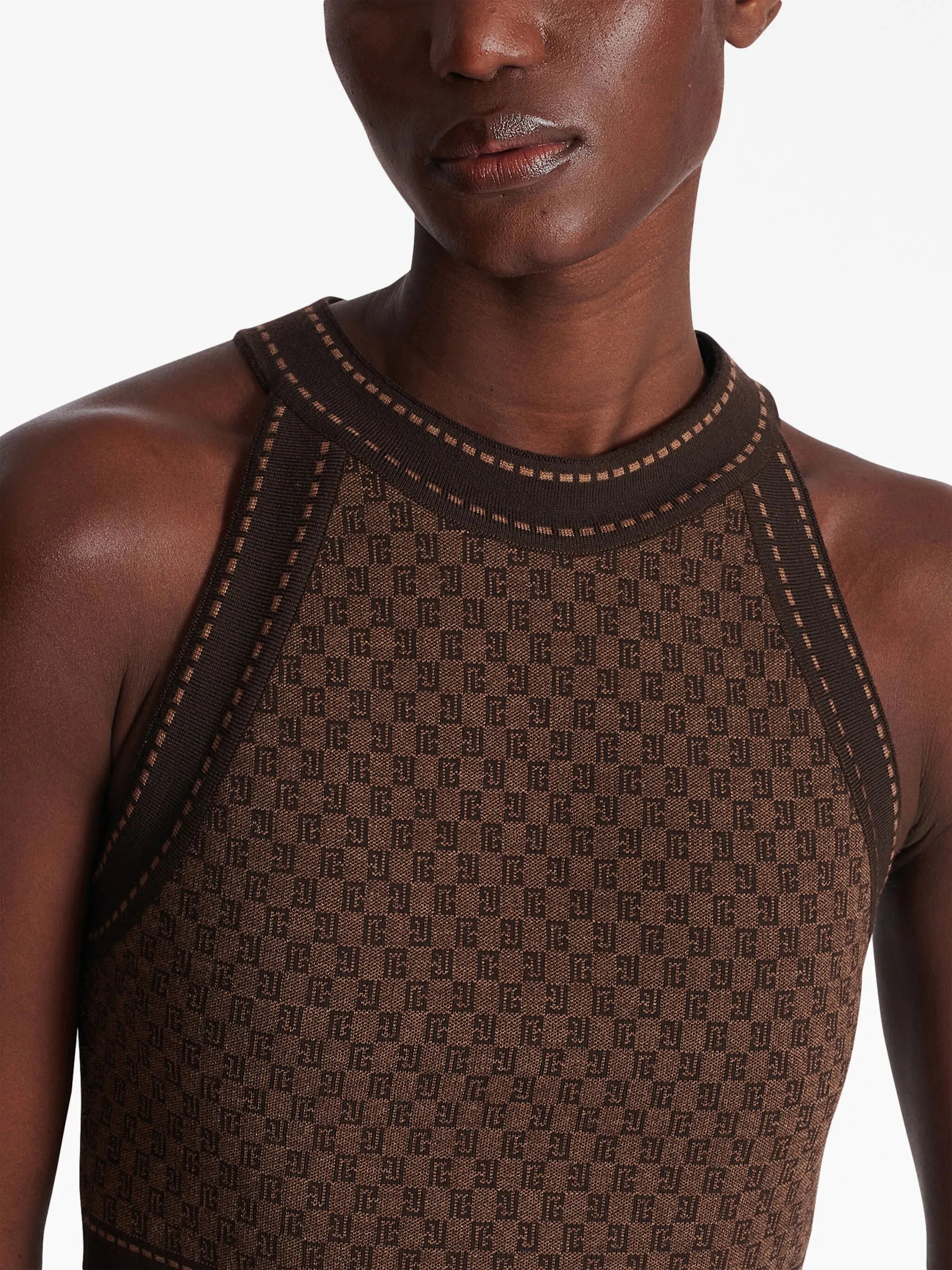 monogram-jacquard cropped top