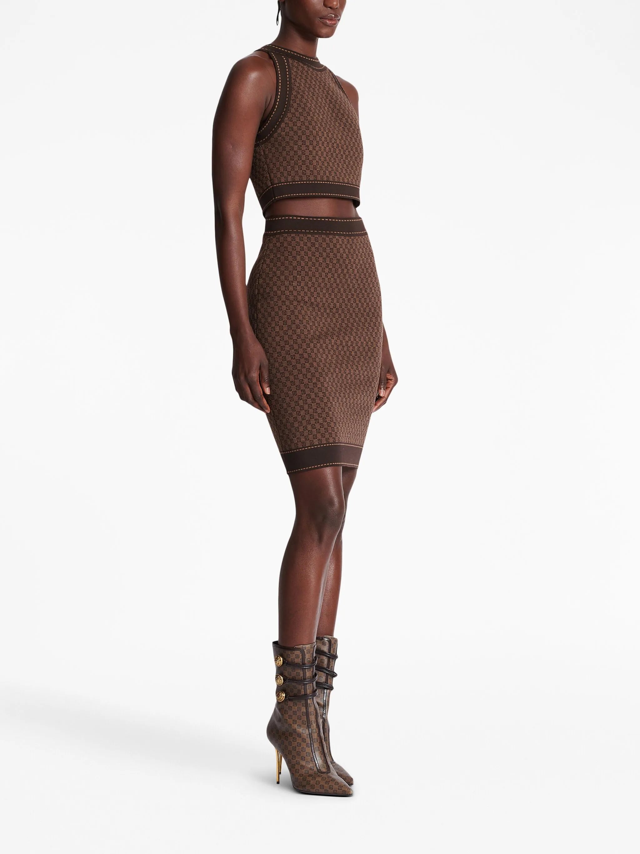 monogram-jacquard skirt