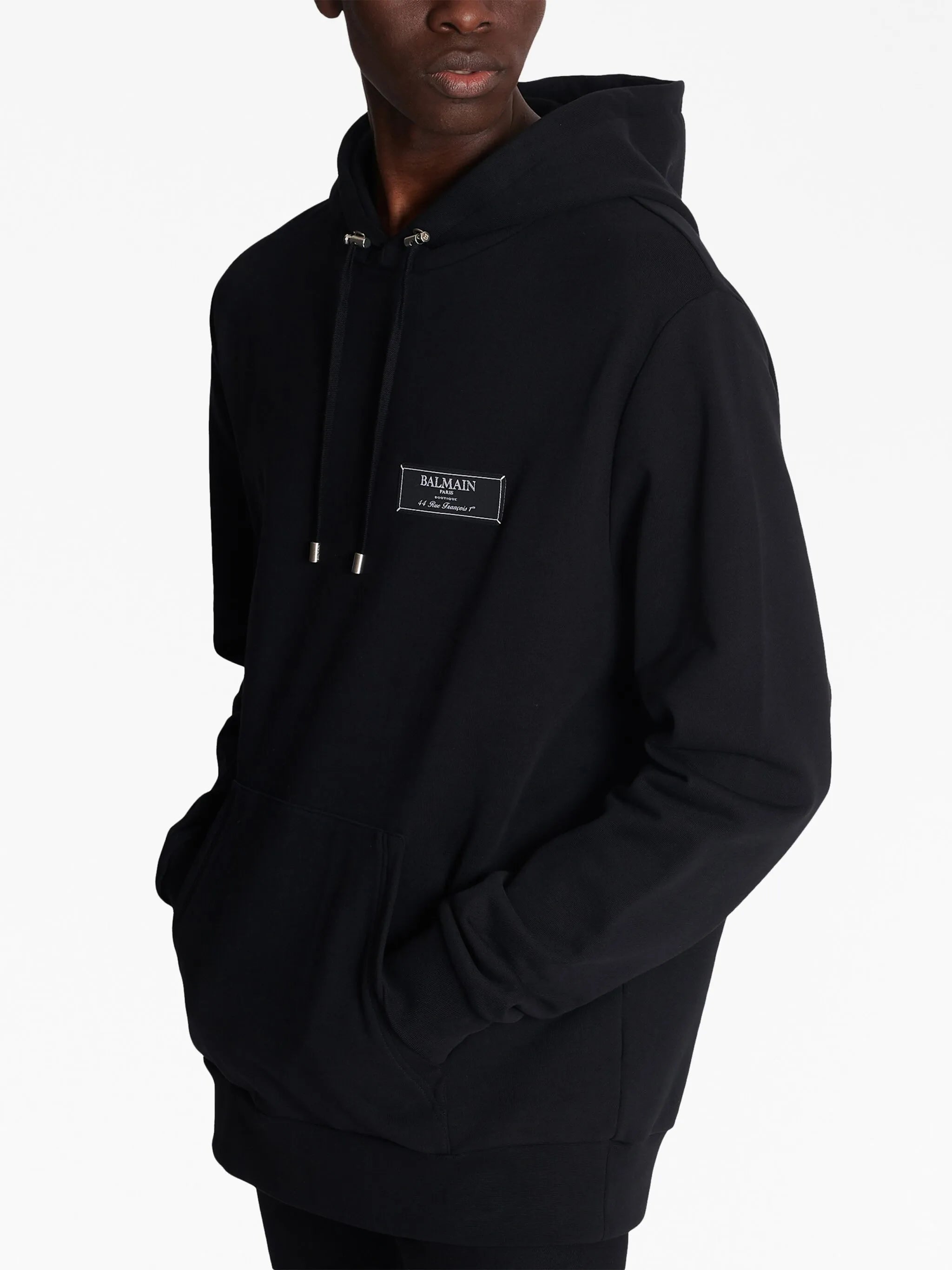 logo-patch cotton hoodie
