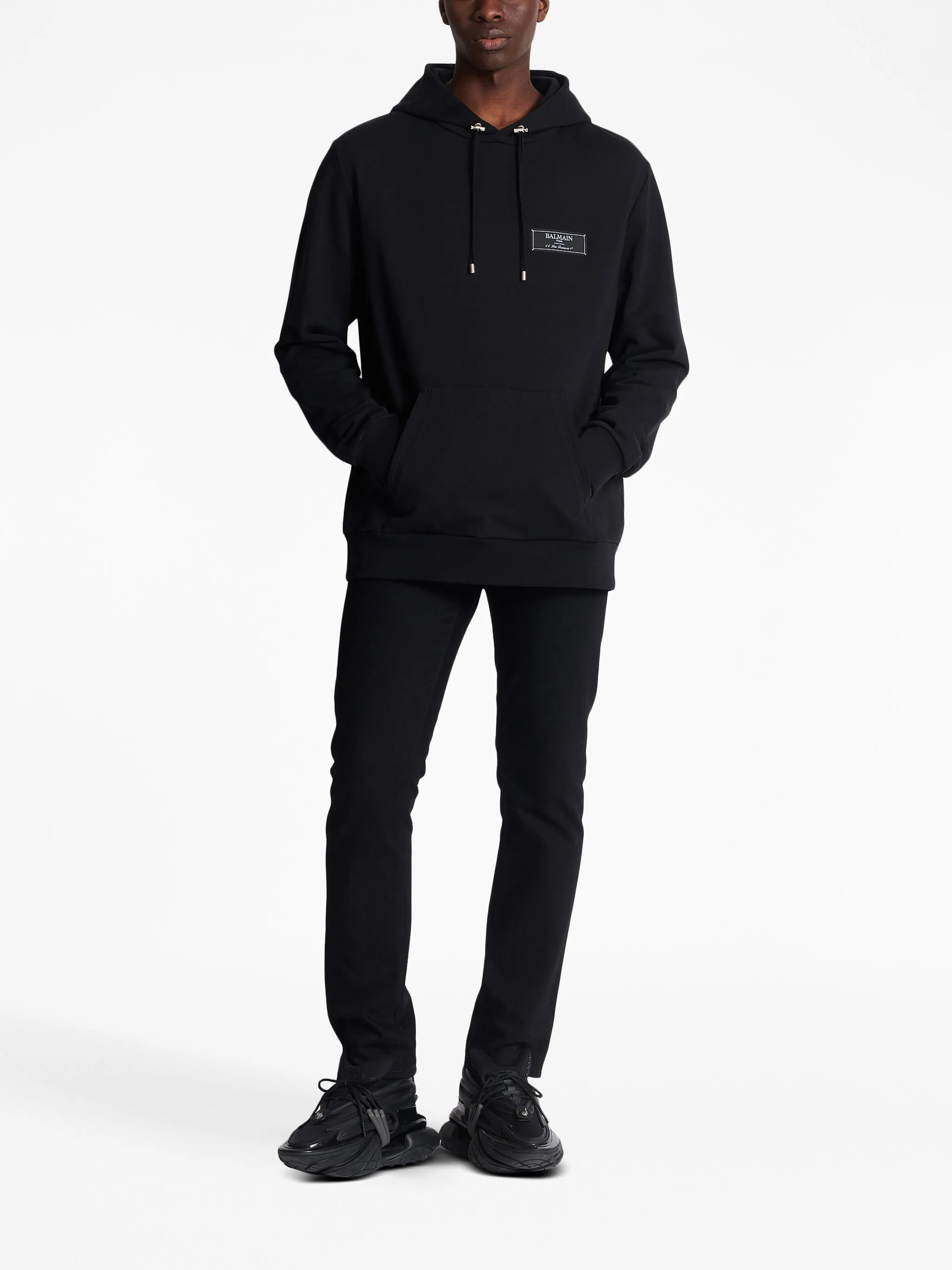 logo-patch cotton hoodie
