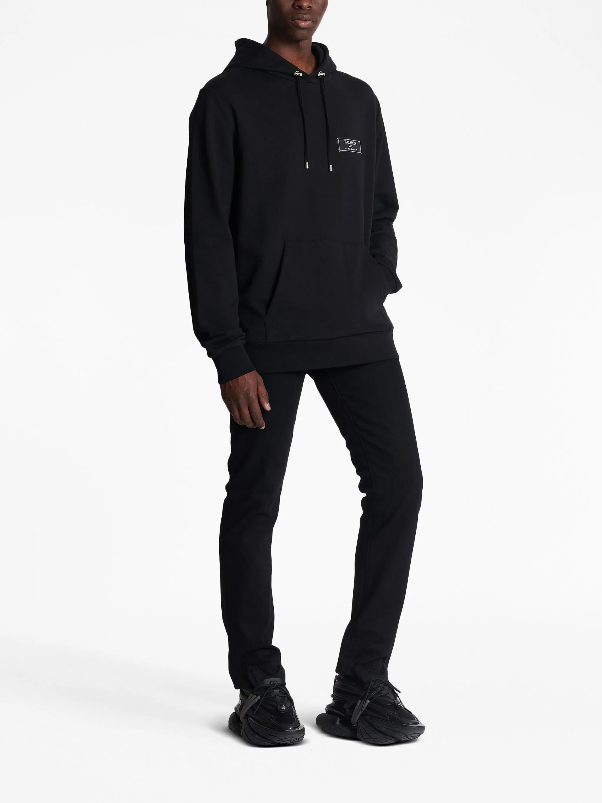 logo-patch cotton hoodie