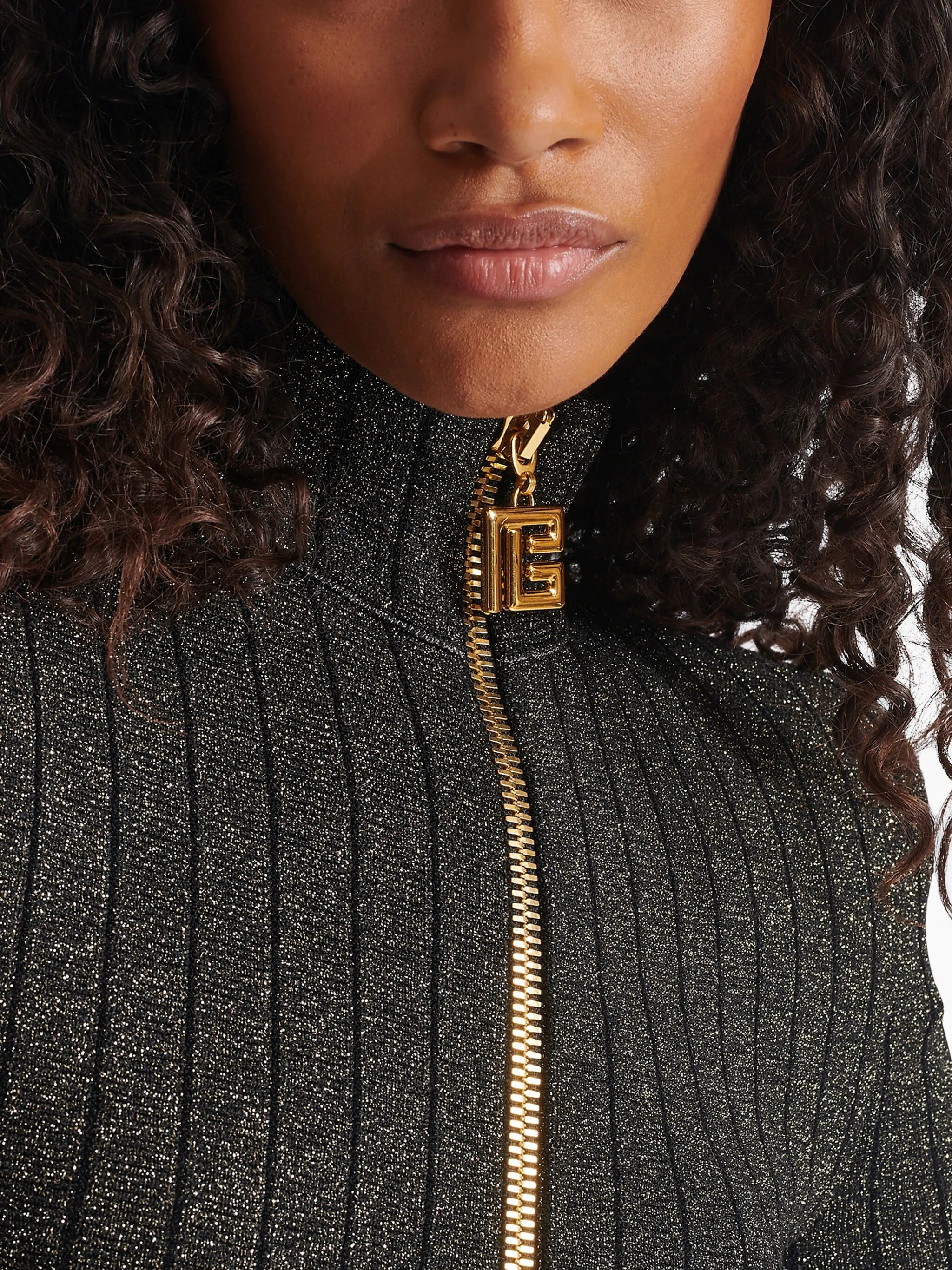 lurex-knit zipped minidress