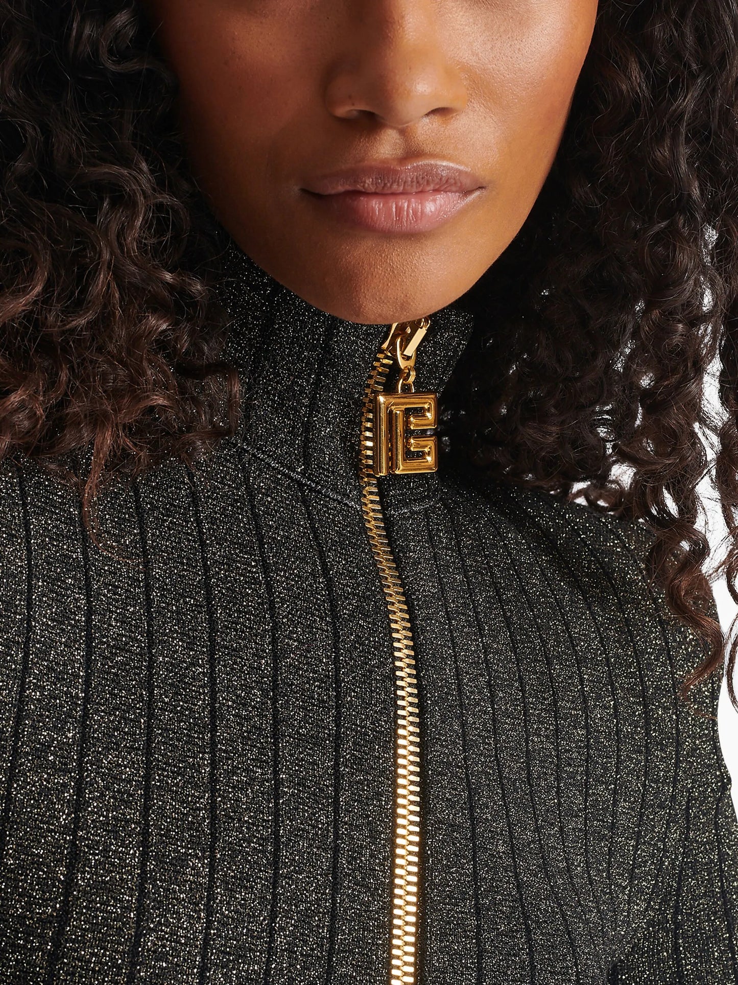 lurex-knit zipped minidress
