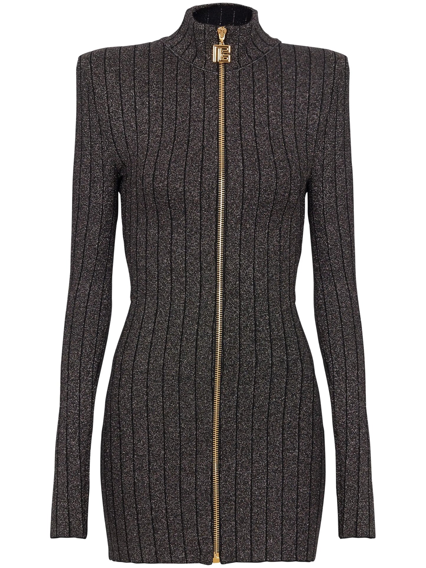 lurex-knit zipped minidress