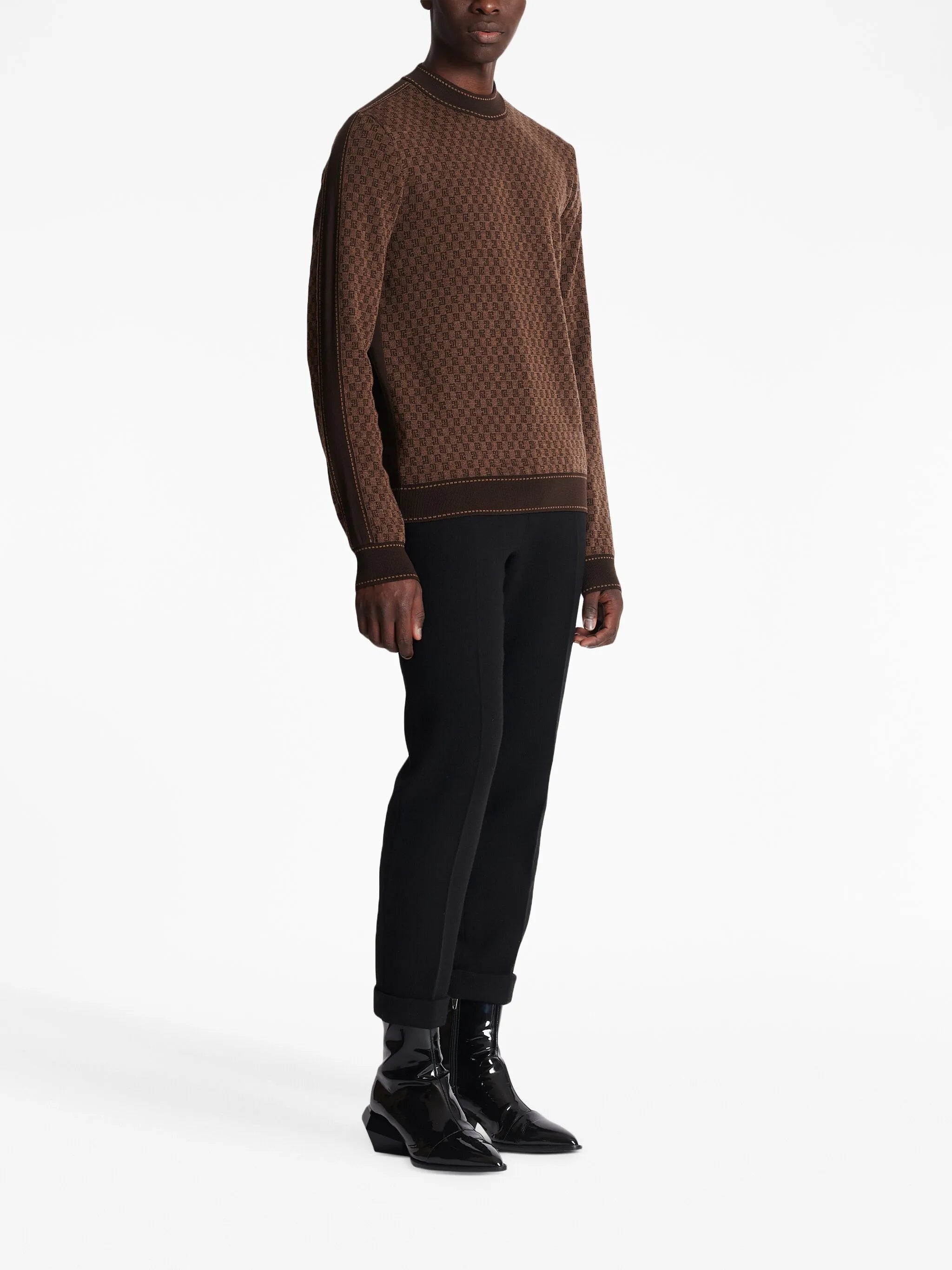 intarsia-knit long-sleeve jumper