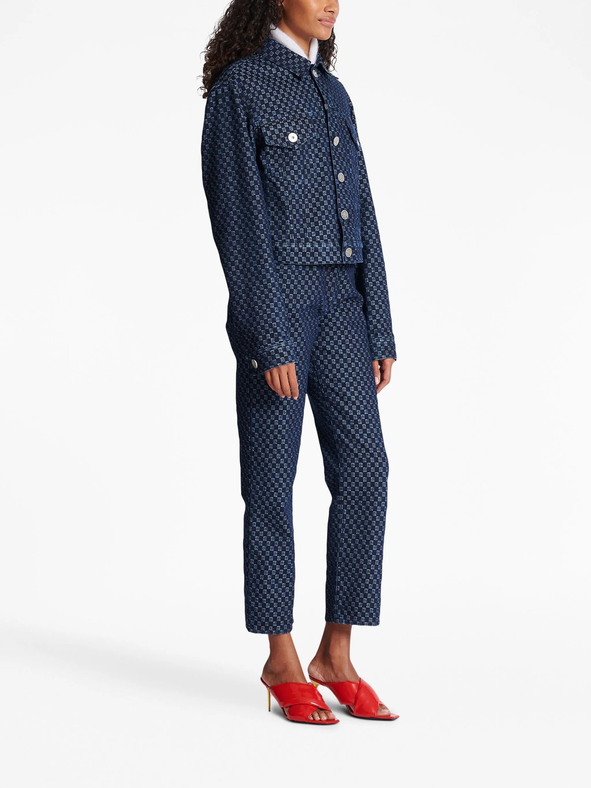 monogram-print denim jacket