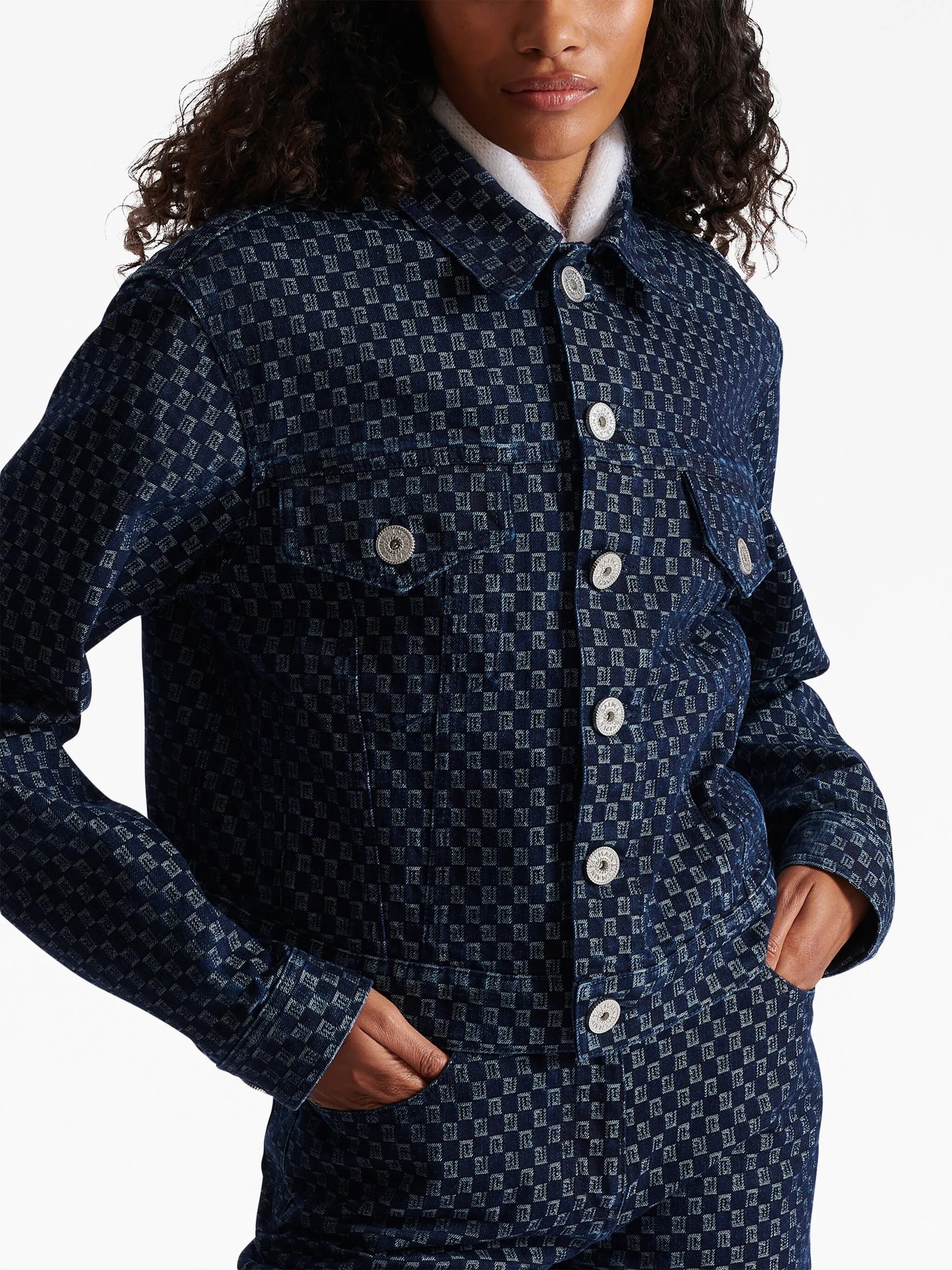monogram-print denim jacket