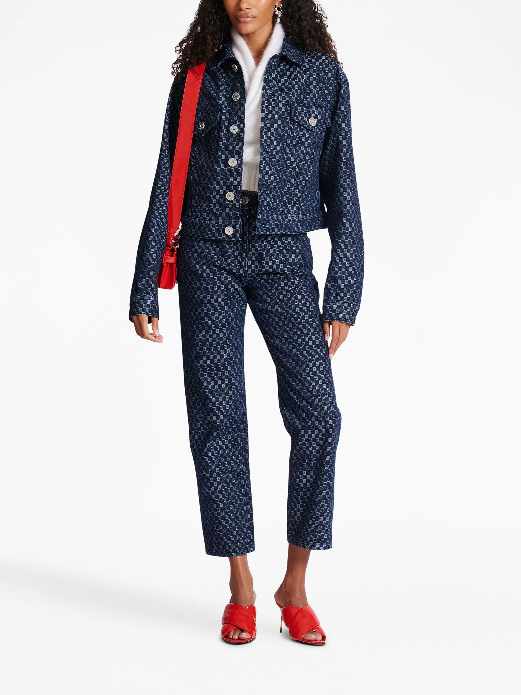 monogram-print denim jacket