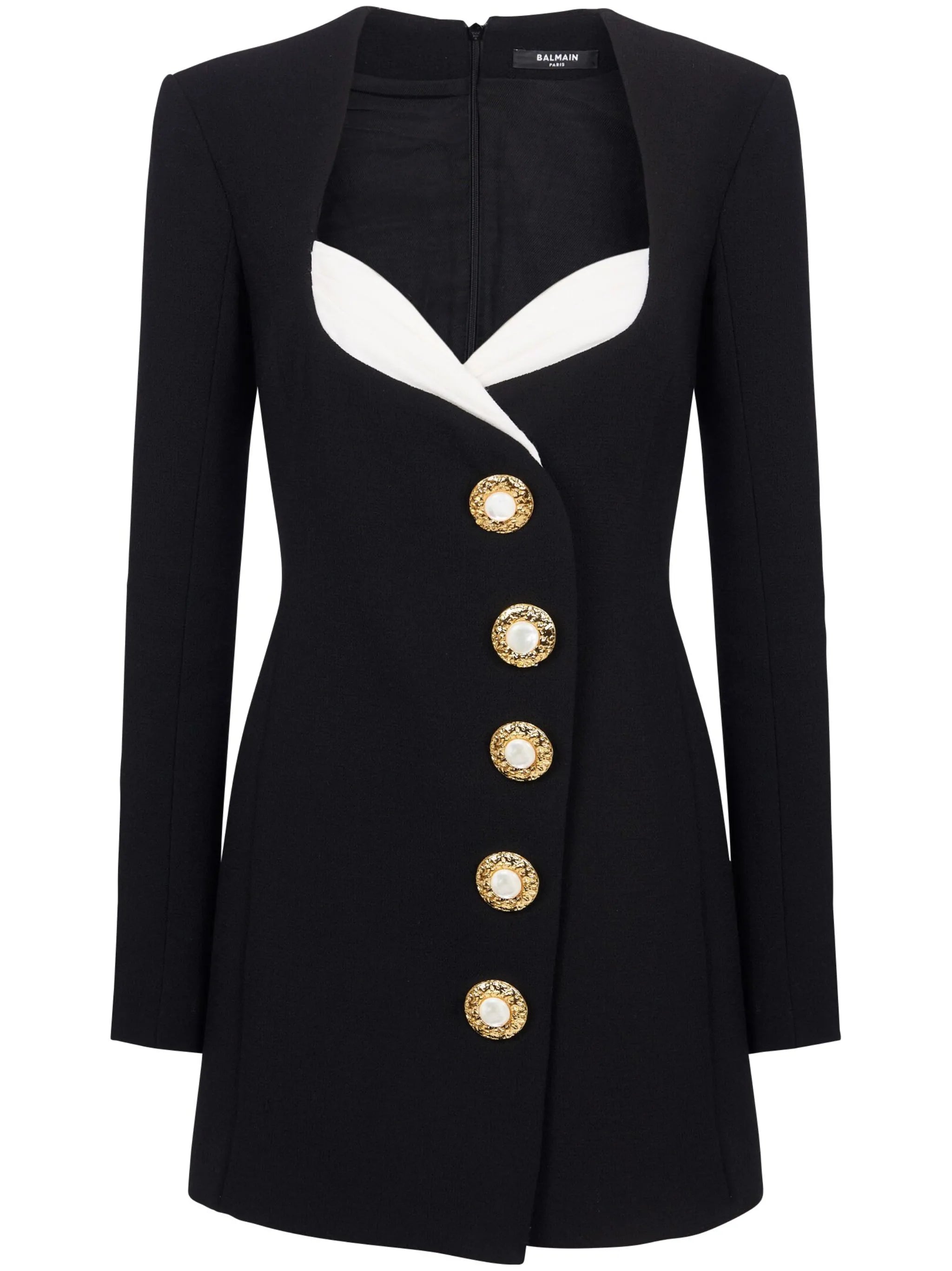 button-embellished crepe minidress