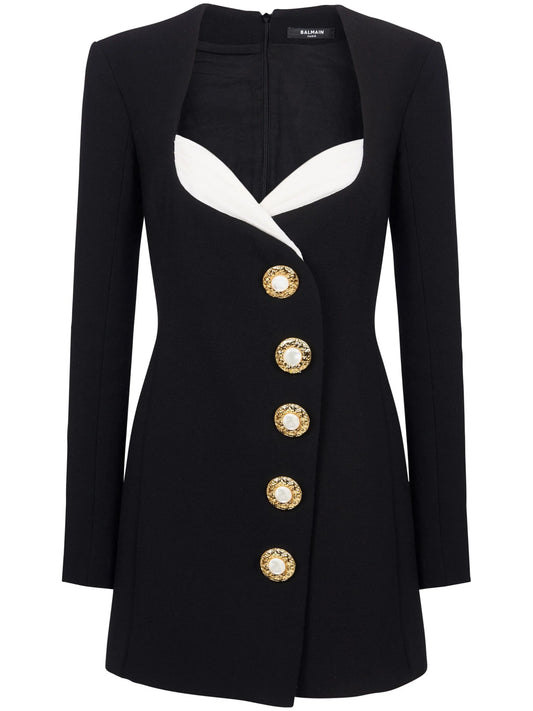 button-embellished crepe minidress